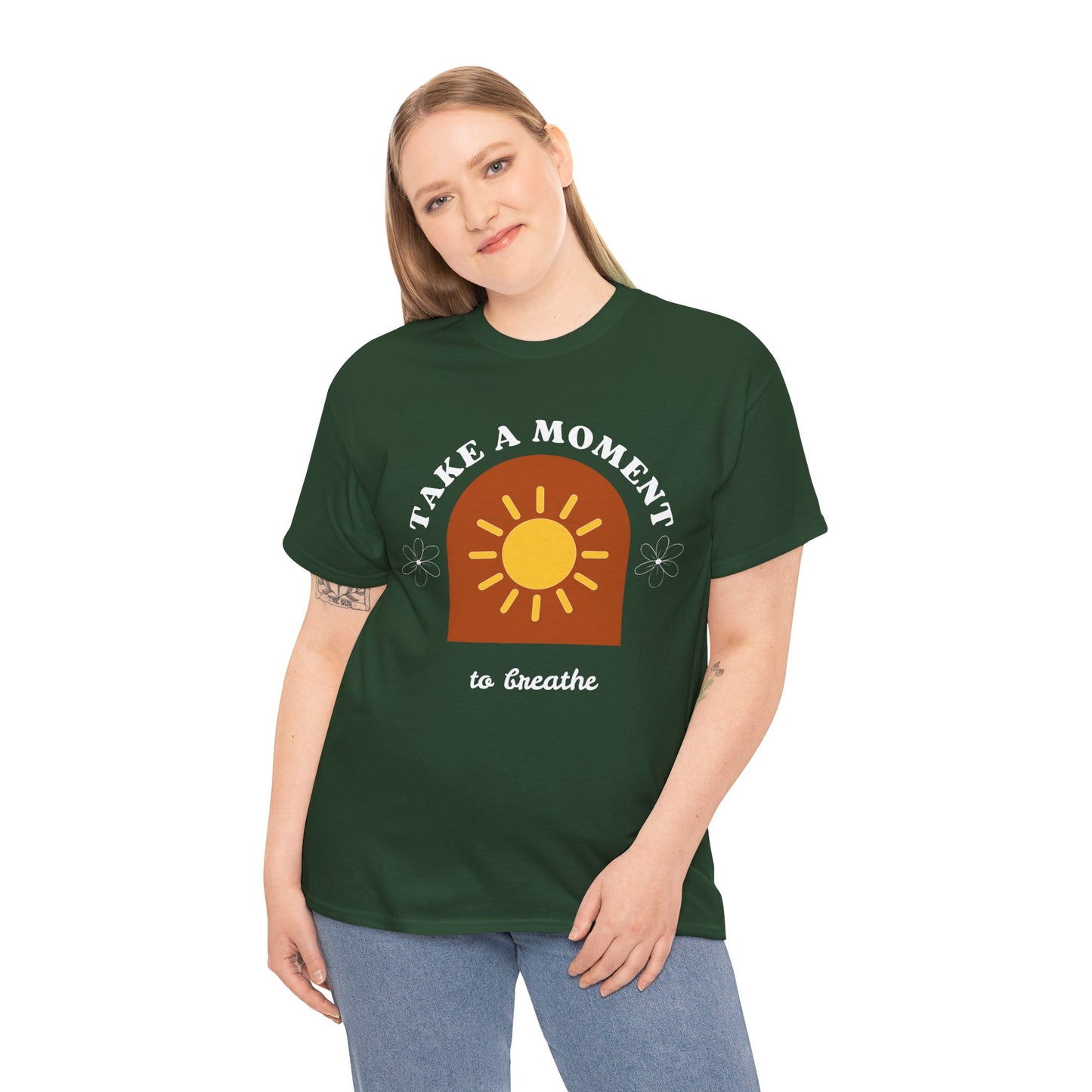 Take a Moment to Breathe Tee, Unisex Heavy Cotton Tee, Relaxation Shirt, Mindfulness Apparel, Gift for Zen Lovers, Inspirational Clothing
