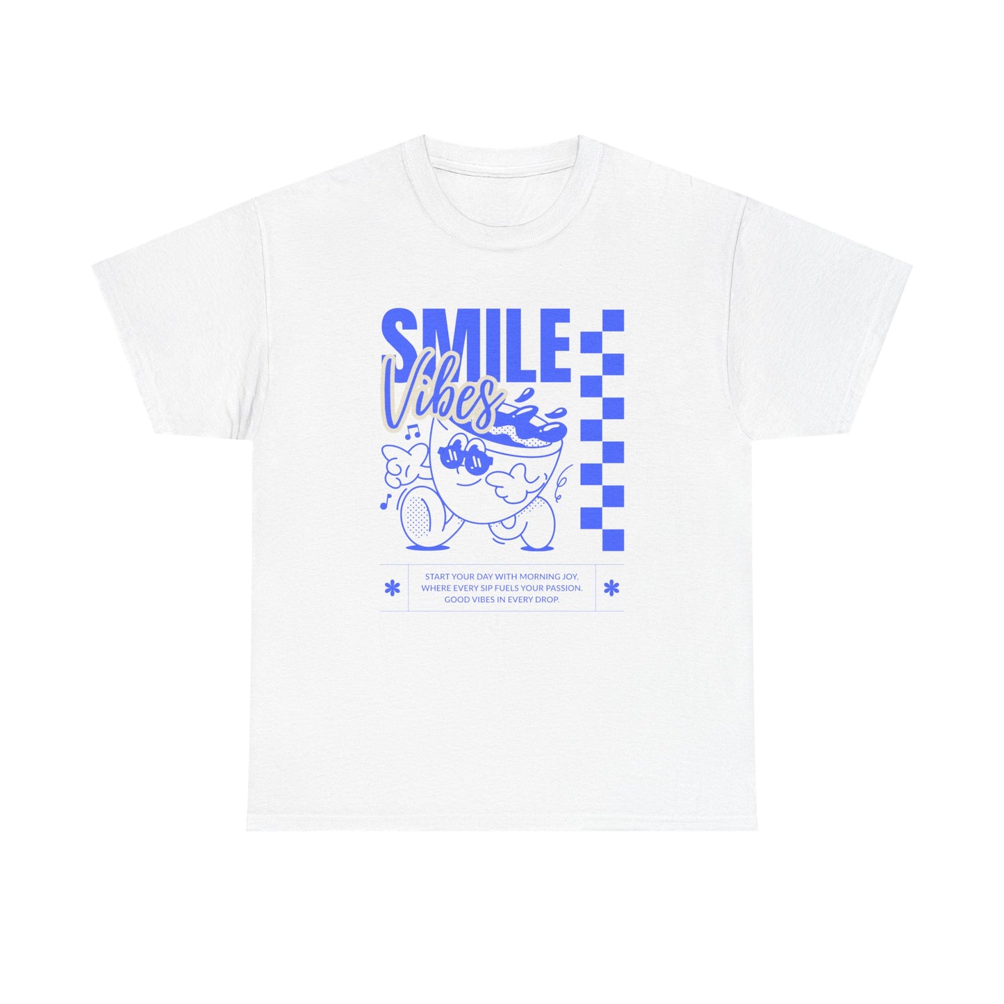 Smile Vibes Unisex Heavy Cotton Tee, Cute Graphic T-Shirt, Casual Wear, Gift for Friends, Summer Vibes, Streetwear Fashion