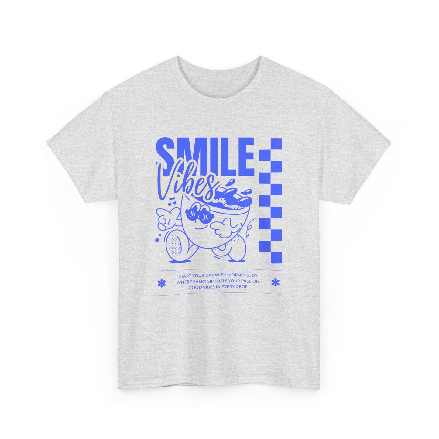 Smile Vibes Unisex Heavy Cotton Tee, Cute Graphic T-Shirt, Casual Wear, Gift for Friends, Summer Vibes, Streetwear Fashion