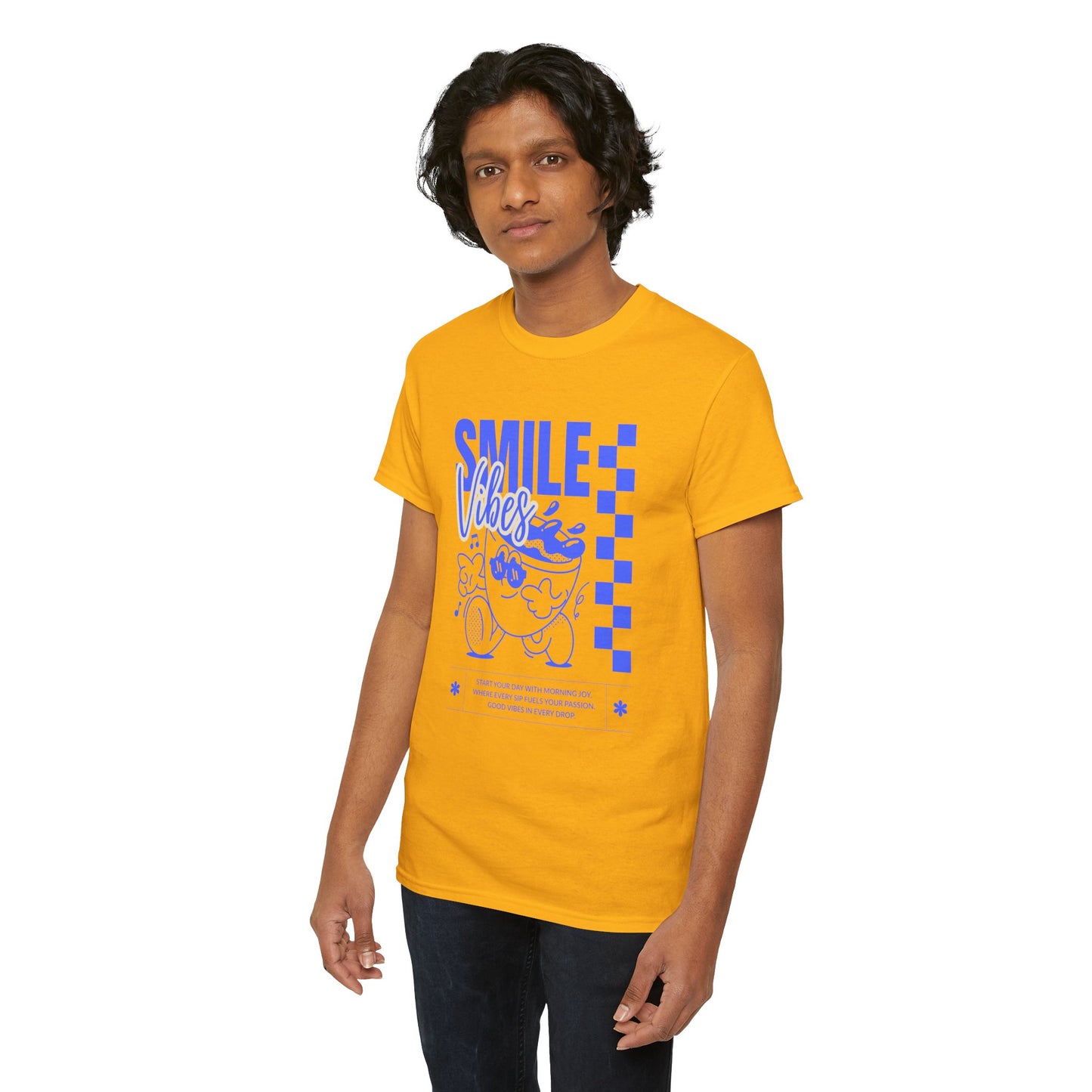 Smile Vibes Unisex Heavy Cotton Tee, Cute Graphic T-Shirt, Casual Wear, Gift for Friends, Summer Vibes, Streetwear Fashion