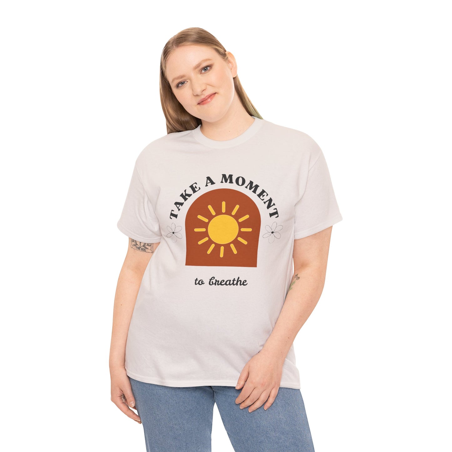 Take a Moment to Breathe Tee, Unisex Heavy Cotton Tee, Relaxation Shirt, Mindfulness Apparel, Gift for Zen Lovers, Inspirational Clothing
