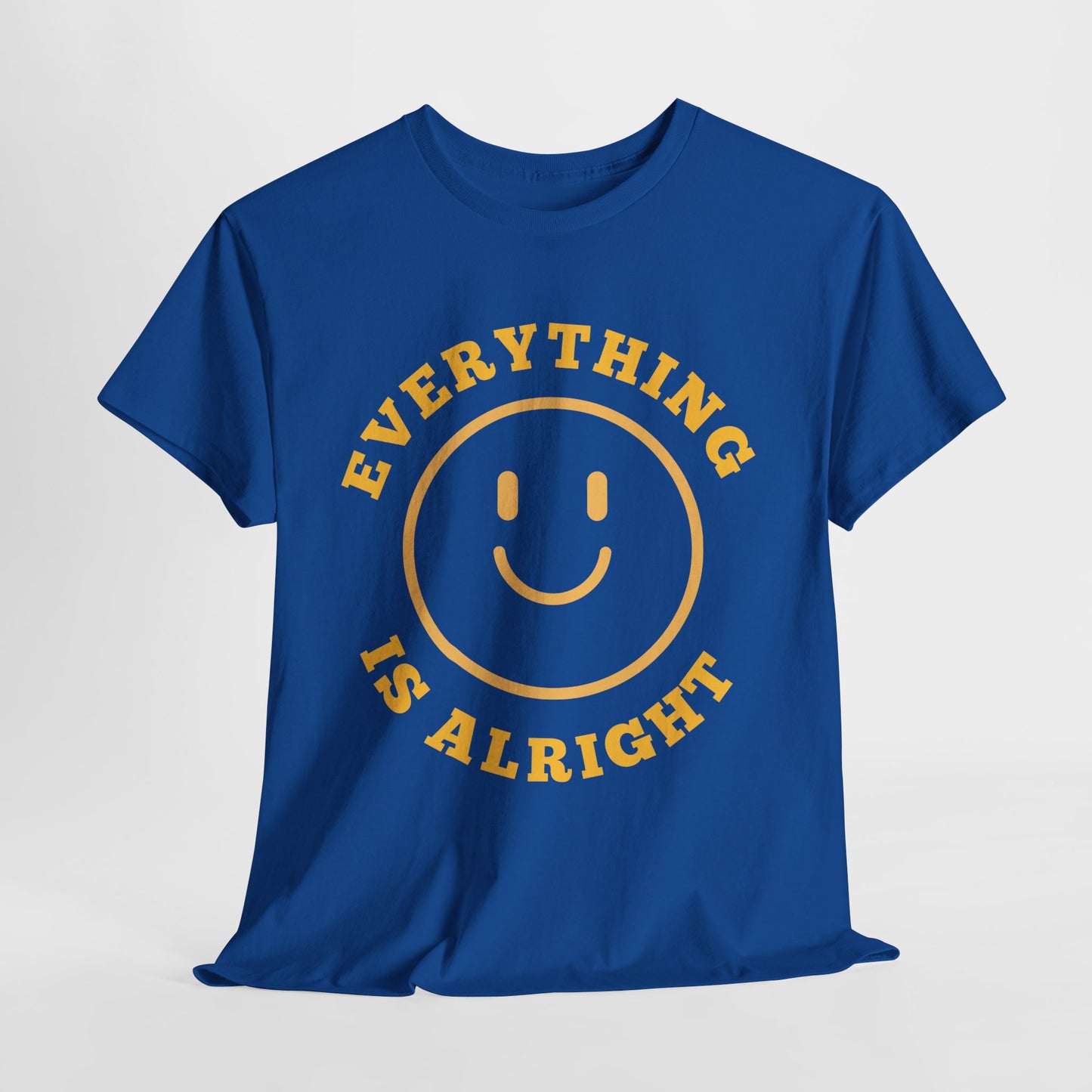 Unisex Heavy Cotton Tee - "Everything is Alright" Smile Graphic, Positive Vibes Shirt, Casual Wear, Gift for Friends, Everyday Essentials