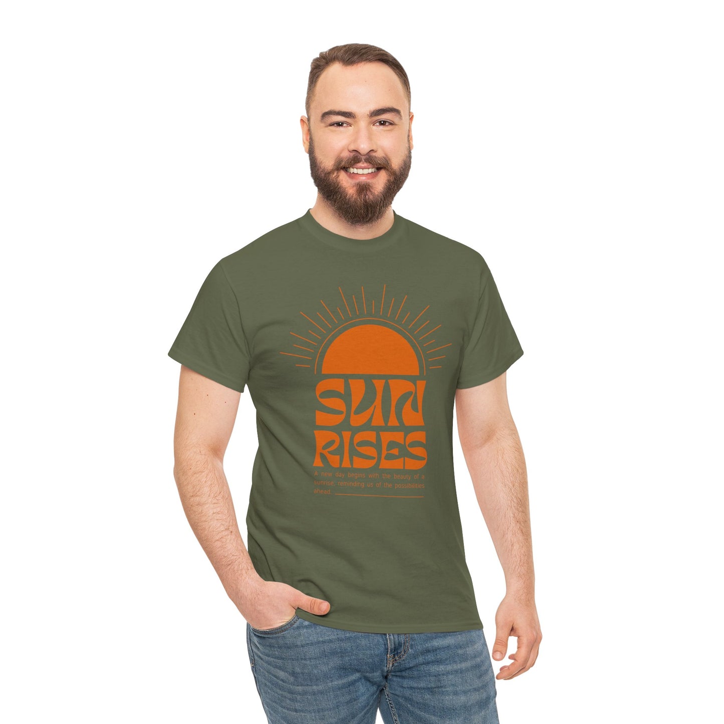 Sun Rises Unisex Heavy Cotton Tee - Motivational Apparel for Nature Lovers, Perfect for Gifts, Summer Wear, Casual Outfits, and Festivals