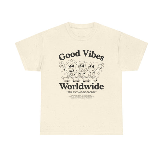 Good Vibes Worldwide Unisex Heavy Cotton Tee, Casual T-Shirt,