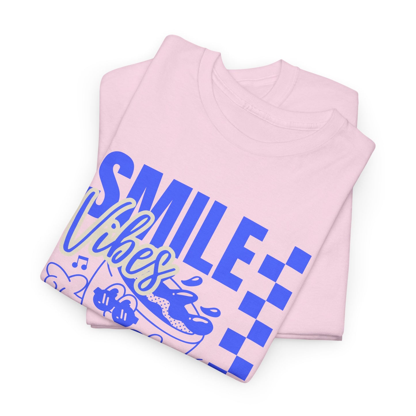 Smile Vibes Unisex Heavy Cotton Tee, Cute Graphic T-Shirt, Casual Wear, Gift for Friends, Summer Vibes, Streetwear Fashion
