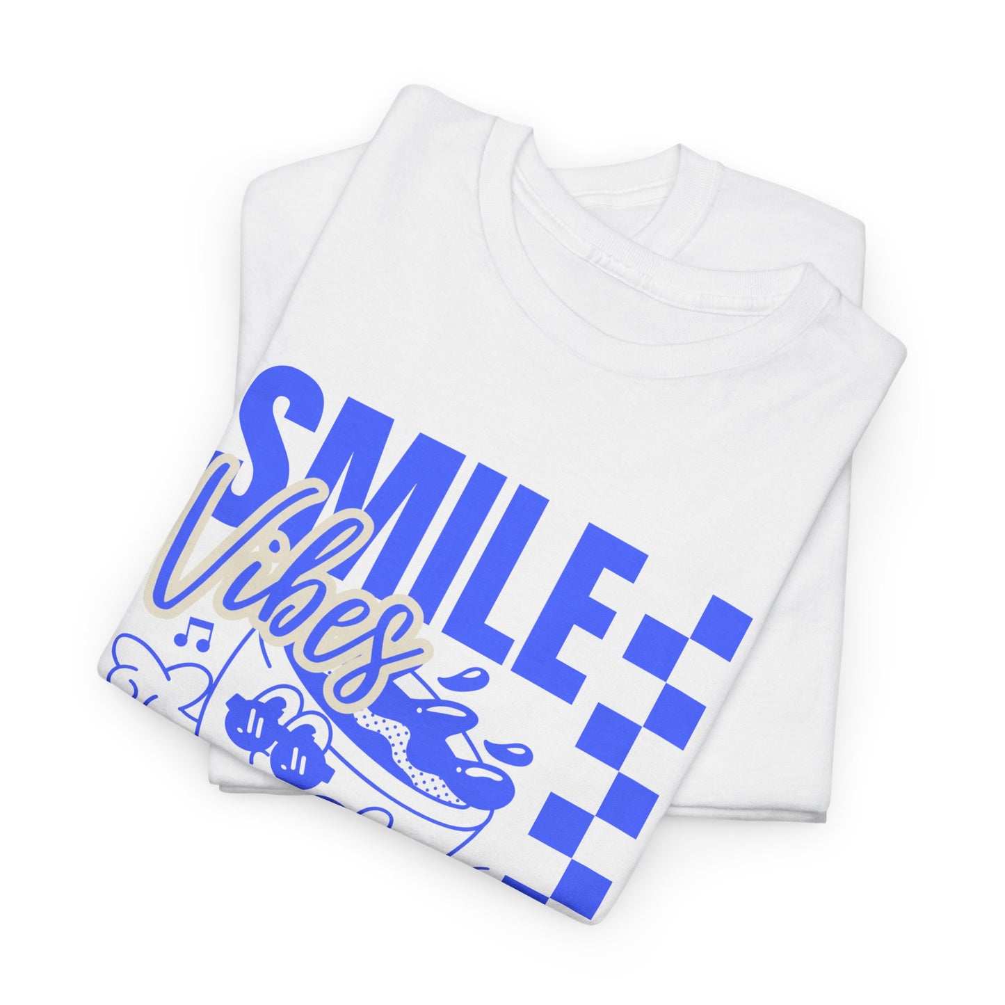 Smile Vibes Unisex Heavy Cotton Tee, Cute Graphic T-Shirt, Casual Wear, Gift for Friends, Summer Vibes, Streetwear Fashion