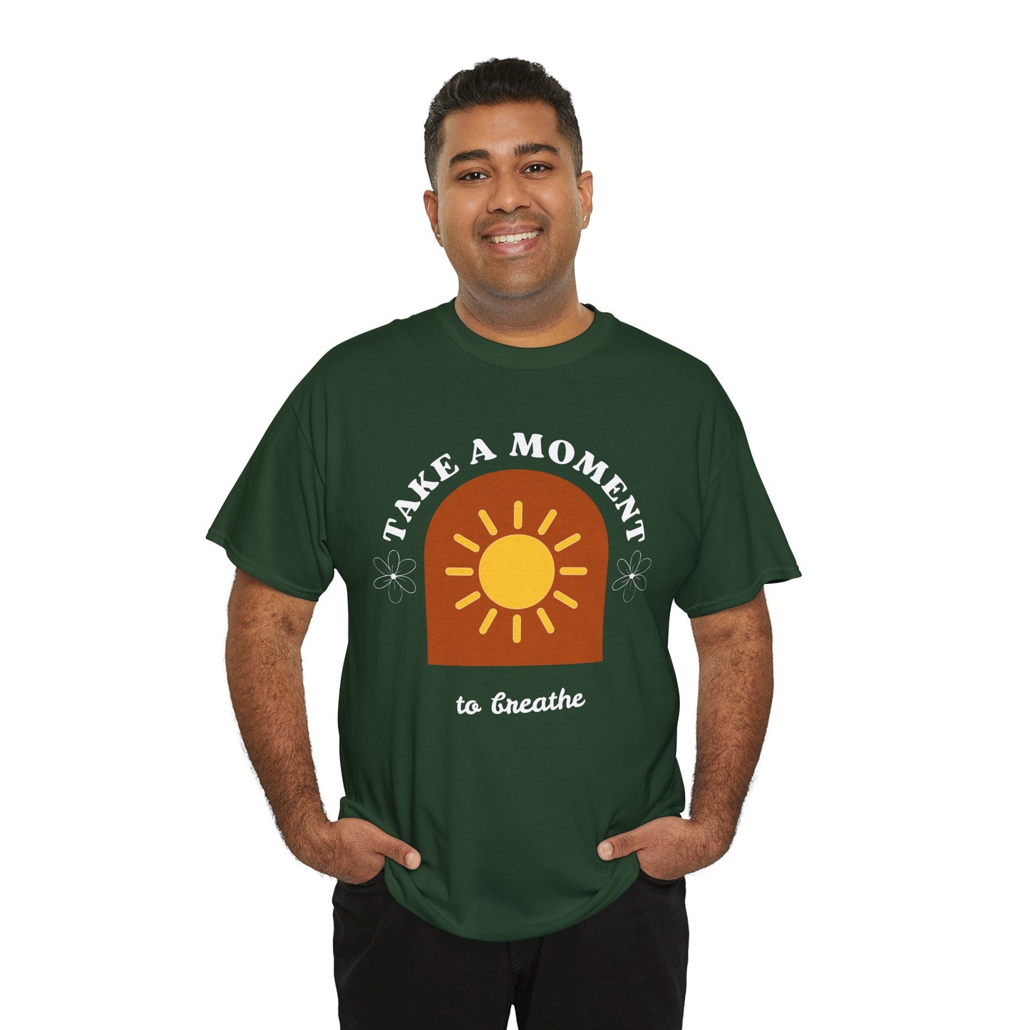 Take a Moment to Breathe Tee, Unisex Heavy Cotton Tee, Relaxation Shirt, Mindfulness Apparel, Gift for Zen Lovers, Inspirational Clothing