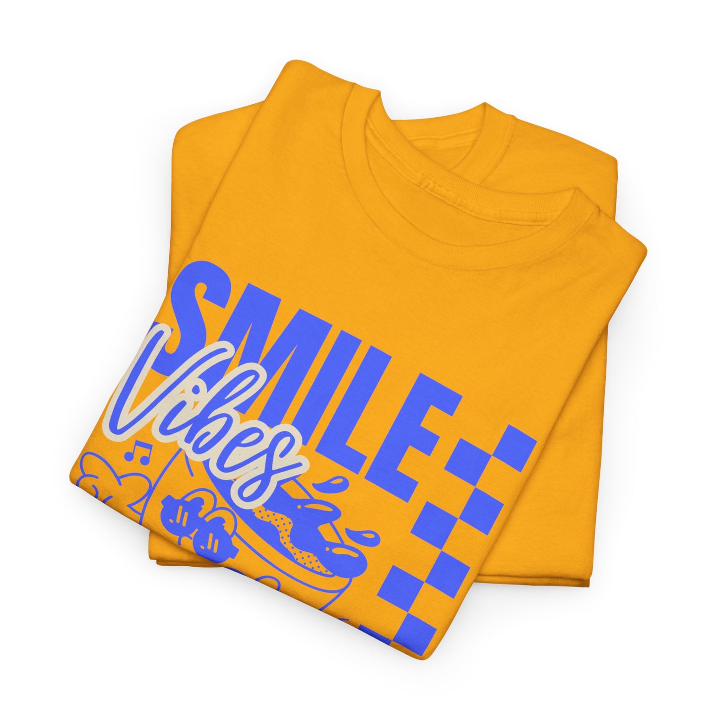 Smile Vibes Unisex Heavy Cotton Tee, Cute Graphic T-Shirt, Casual Wear, Gift for Friends, Summer Vibes, Streetwear Fashion