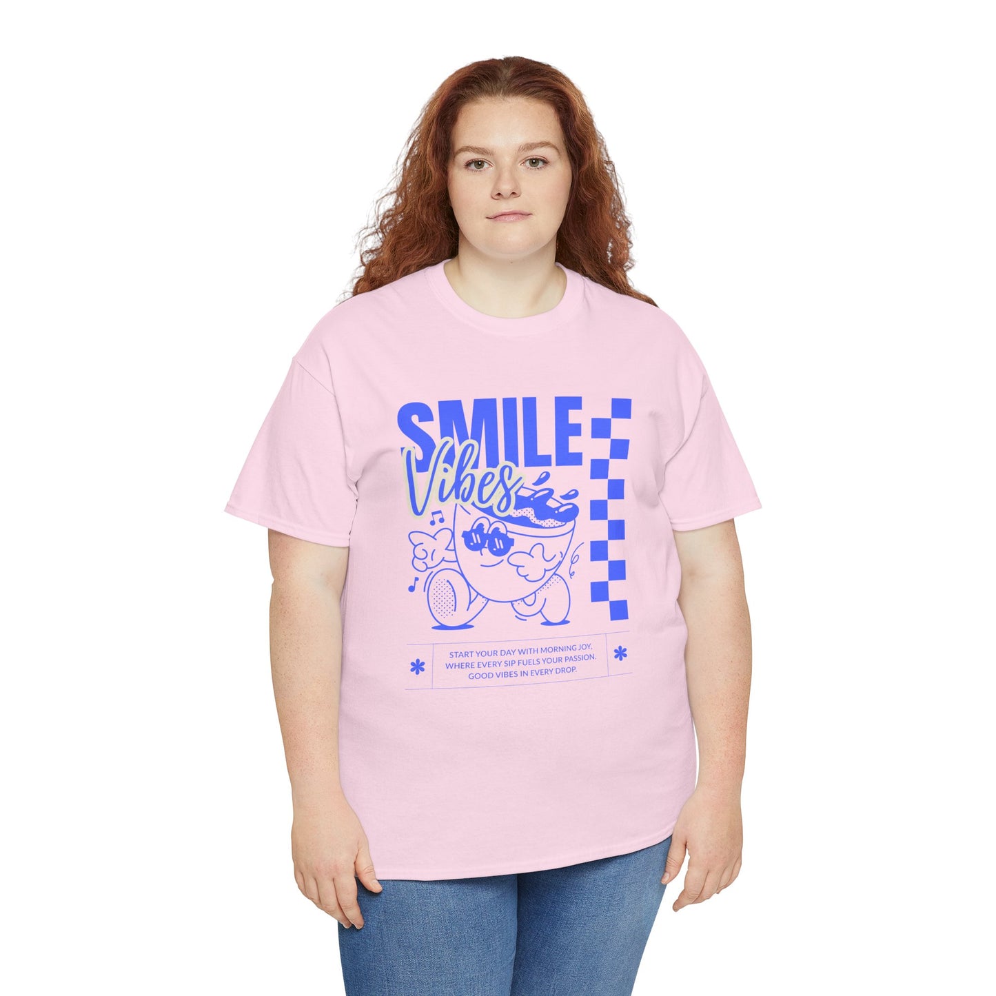Smile Vibes Unisex Heavy Cotton Tee, Cute Graphic T-Shirt, Casual Wear, Gift for Friends, Summer Vibes, Streetwear Fashion