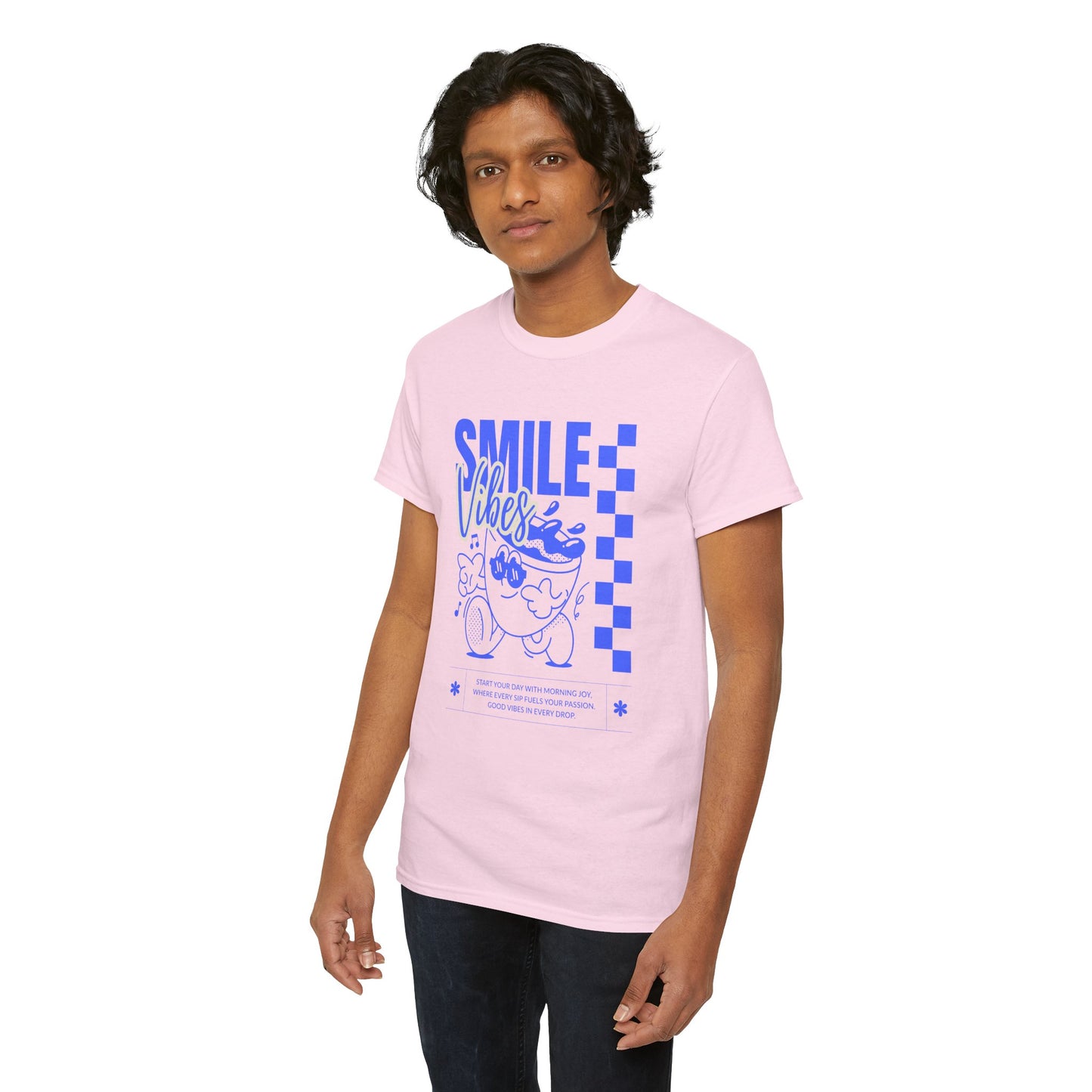 Smile Vibes Unisex Heavy Cotton Tee, Cute Graphic T-Shirt, Casual Wear, Gift for Friends, Summer Vibes, Streetwear Fashion