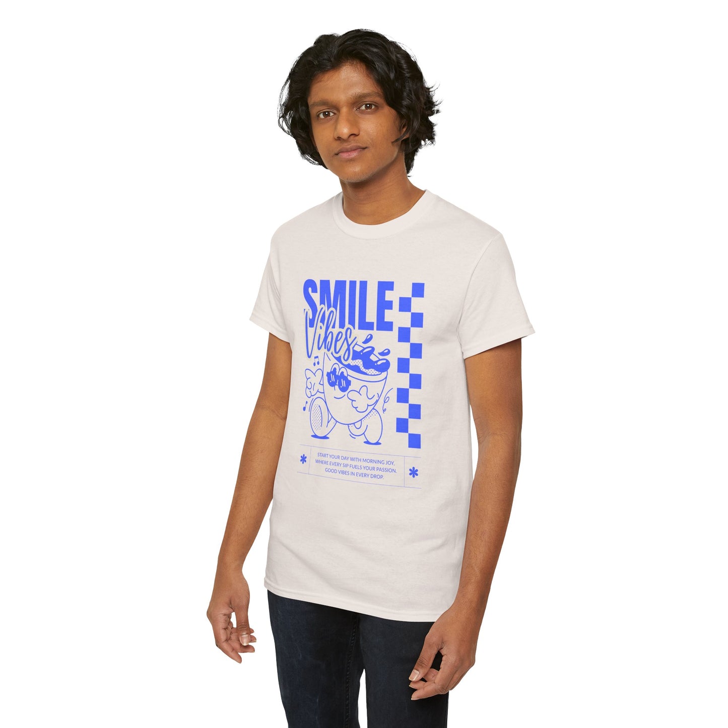 Smile Vibes Unisex Heavy Cotton Tee, Cute Graphic T-Shirt, Casual Wear, Gift for Friends, Summer Vibes, Streetwear Fashion