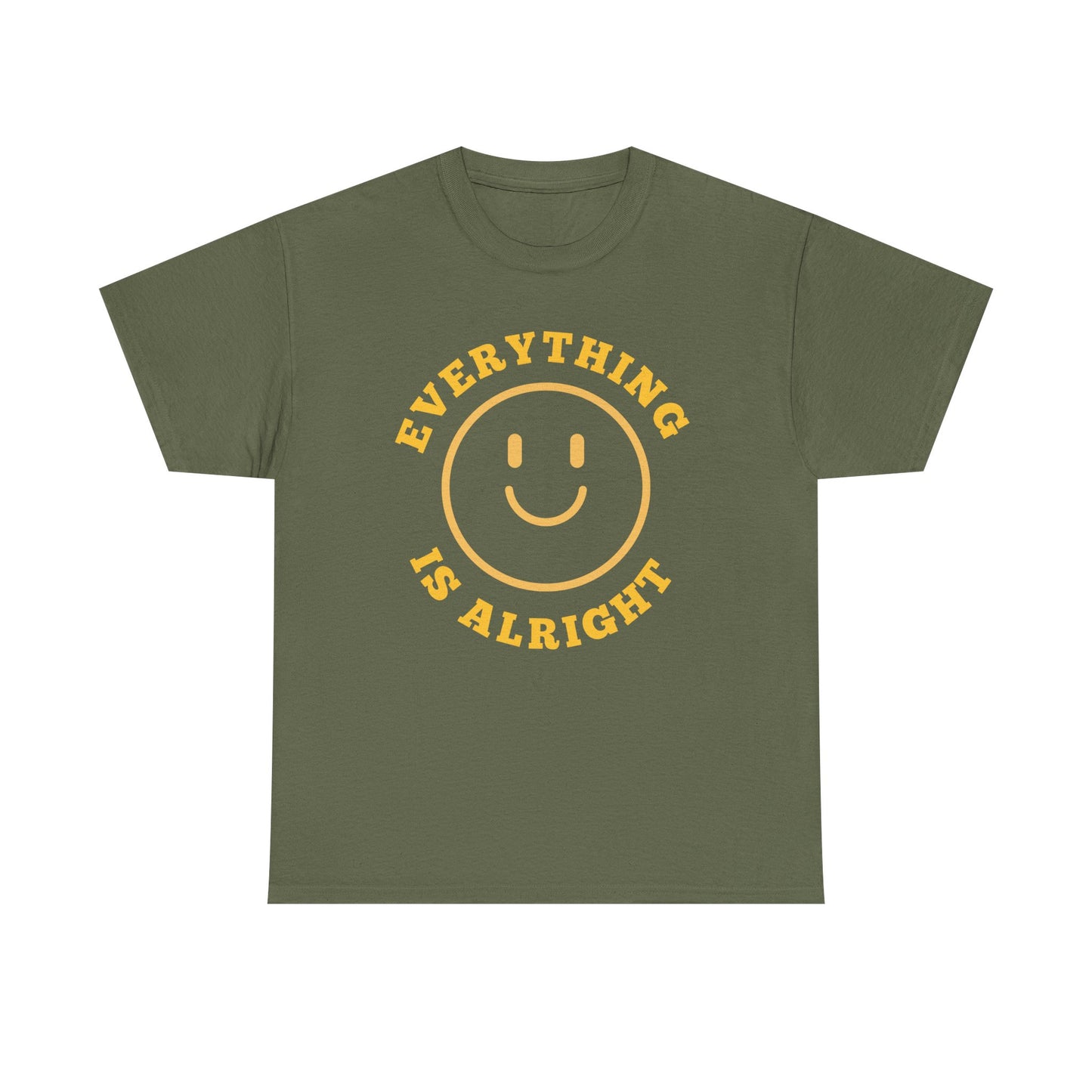 Unisex Heavy Cotton Tee - "Everything is Alright" Smile Graphic, Positive Vibes Shirt, Casual Wear, Gift for Friends, Everyday Essentials
