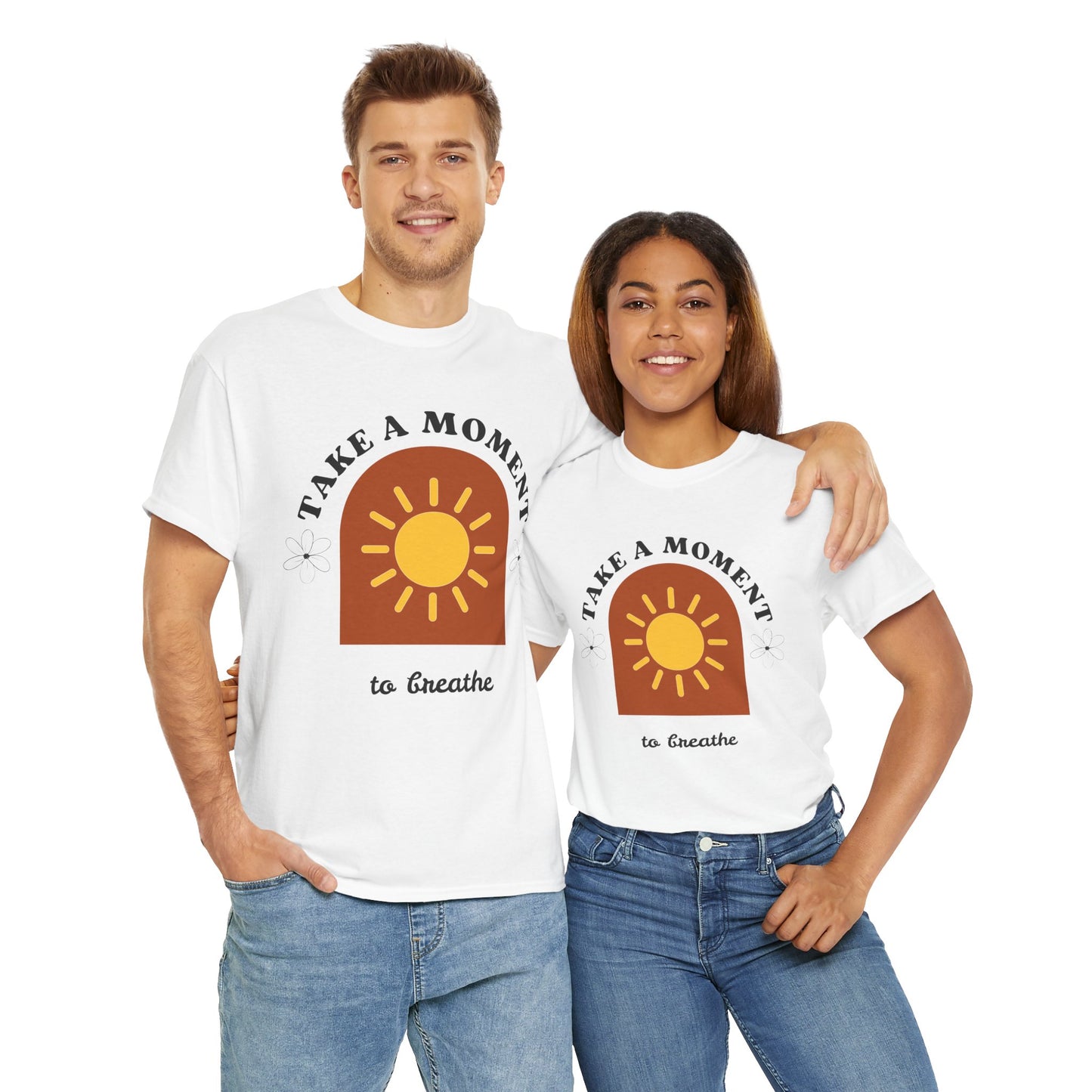 Take a Moment to Breathe Tee, Unisex Heavy Cotton Tee, Relaxation Shirt, Mindfulness Apparel, Gift for Zen Lovers, Inspirational Clothing