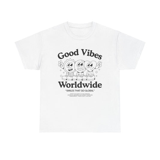 Good Vibes Worldwide Unisex Heavy Cotton Tee, Casual T-Shirt,