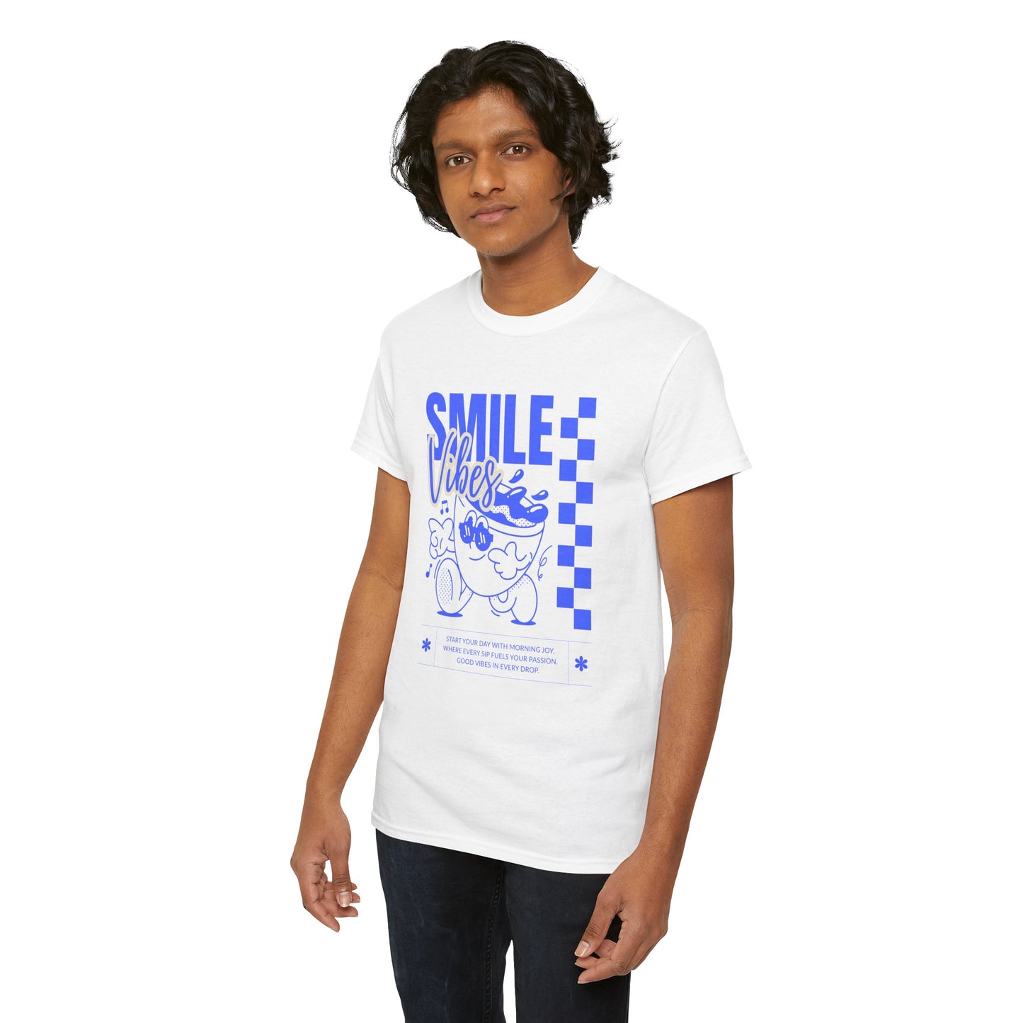 Smile Vibes Unisex Heavy Cotton Tee, Cute Graphic T-Shirt, Casual Wear, Gift for Friends, Summer Vibes, Streetwear Fashion