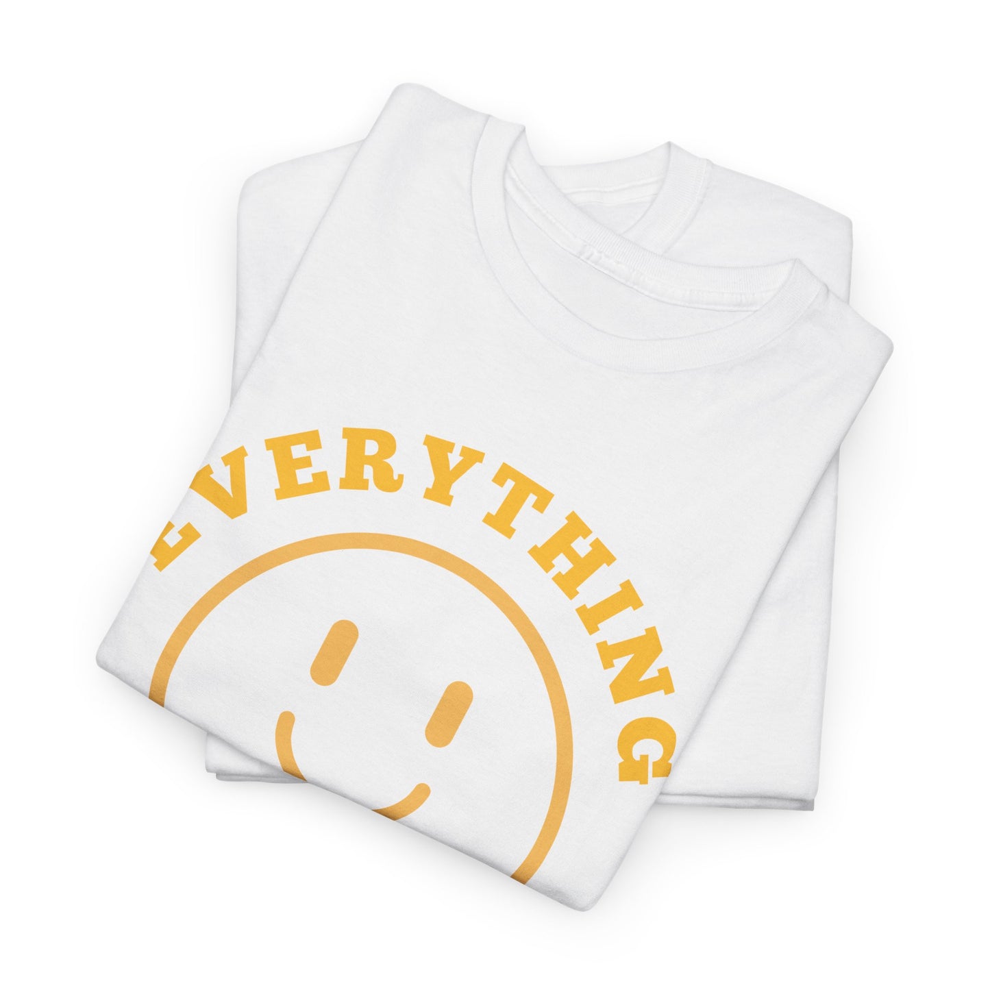 Unisex Heavy Cotton Tee - "Everything is Alright" Smile Graphic, Positive Vibes Shirt, Casual Wear, Gift for Friends, Everyday Essentials