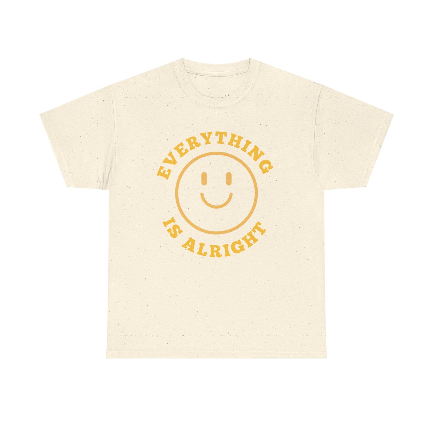 Unisex Heavy Cotton Tee - "Everything is Alright" Smile Graphic, Positive Vibes Shirt, Casual Wear, Gift for Friends, Everyday Essentials