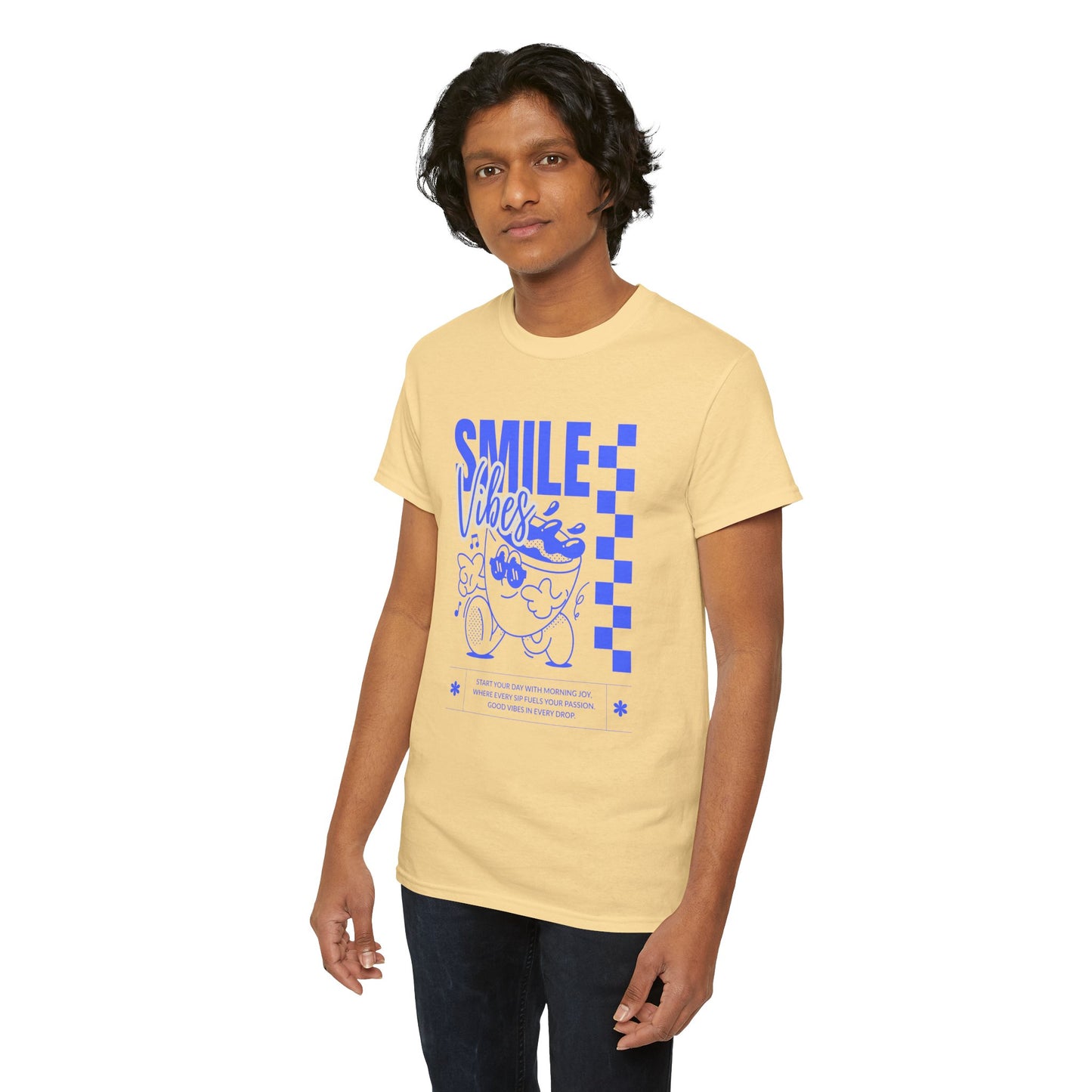 Smile Vibes Unisex Heavy Cotton Tee, Cute Graphic T-Shirt, Casual Wear, Gift for Friends, Summer Vibes, Streetwear Fashion