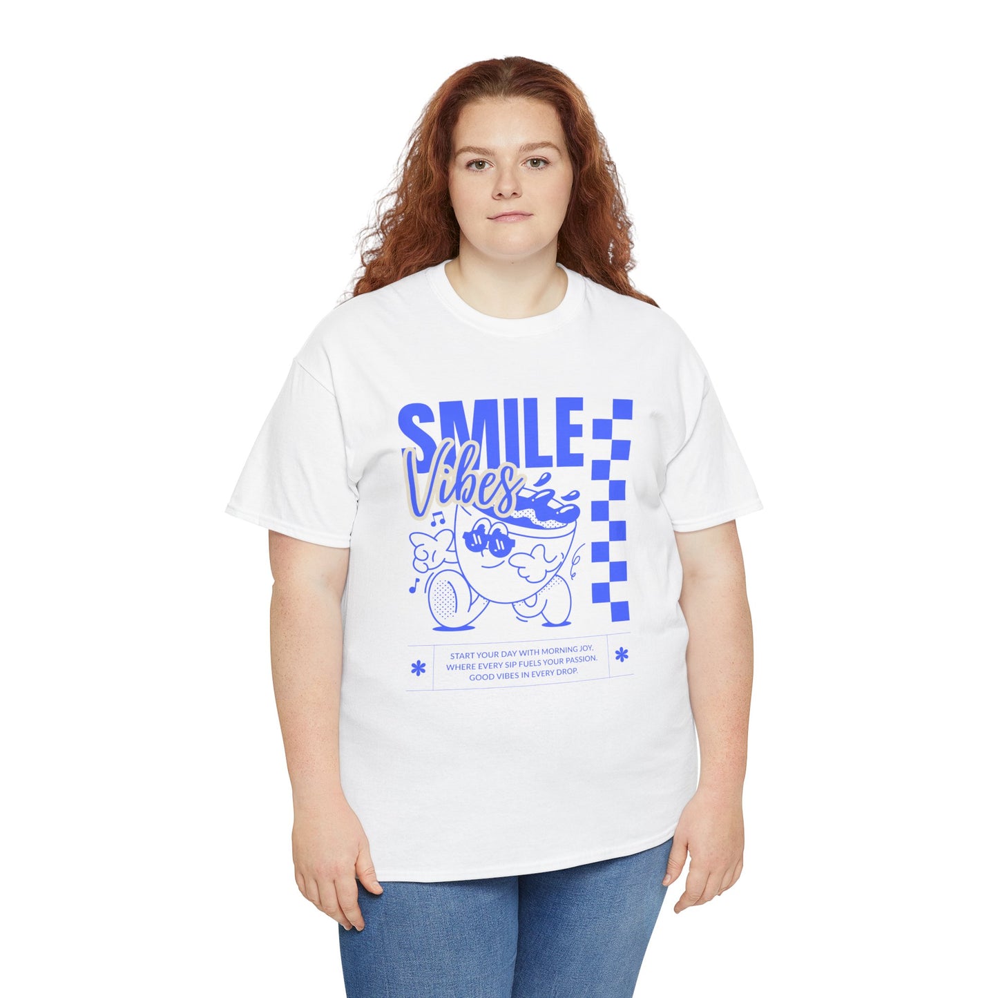 Smile Vibes Unisex Heavy Cotton Tee, Cute Graphic T-Shirt, Casual Wear, Gift for Friends, Summer Vibes, Streetwear Fashion