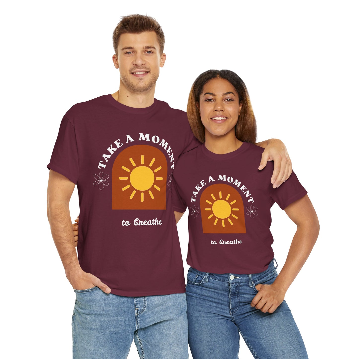 Take a Moment to Breathe Tee, Unisex Heavy Cotton Tee, Relaxation Shirt, Mindfulness Apparel, Gift for Zen Lovers, Inspirational Clothing