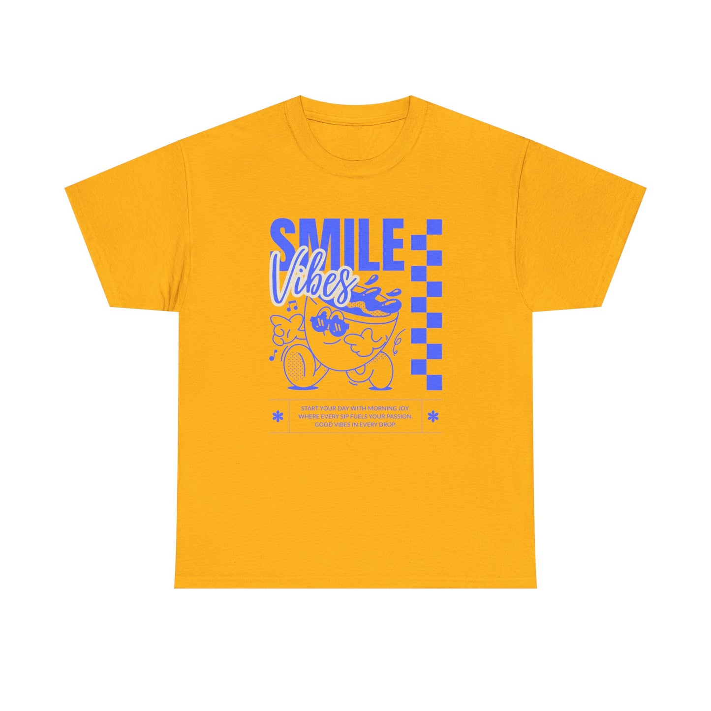 Smile Vibes Unisex Heavy Cotton Tee, Cute Graphic T-Shirt, Casual Wear, Gift for Friends, Summer Vibes, Streetwear Fashion
