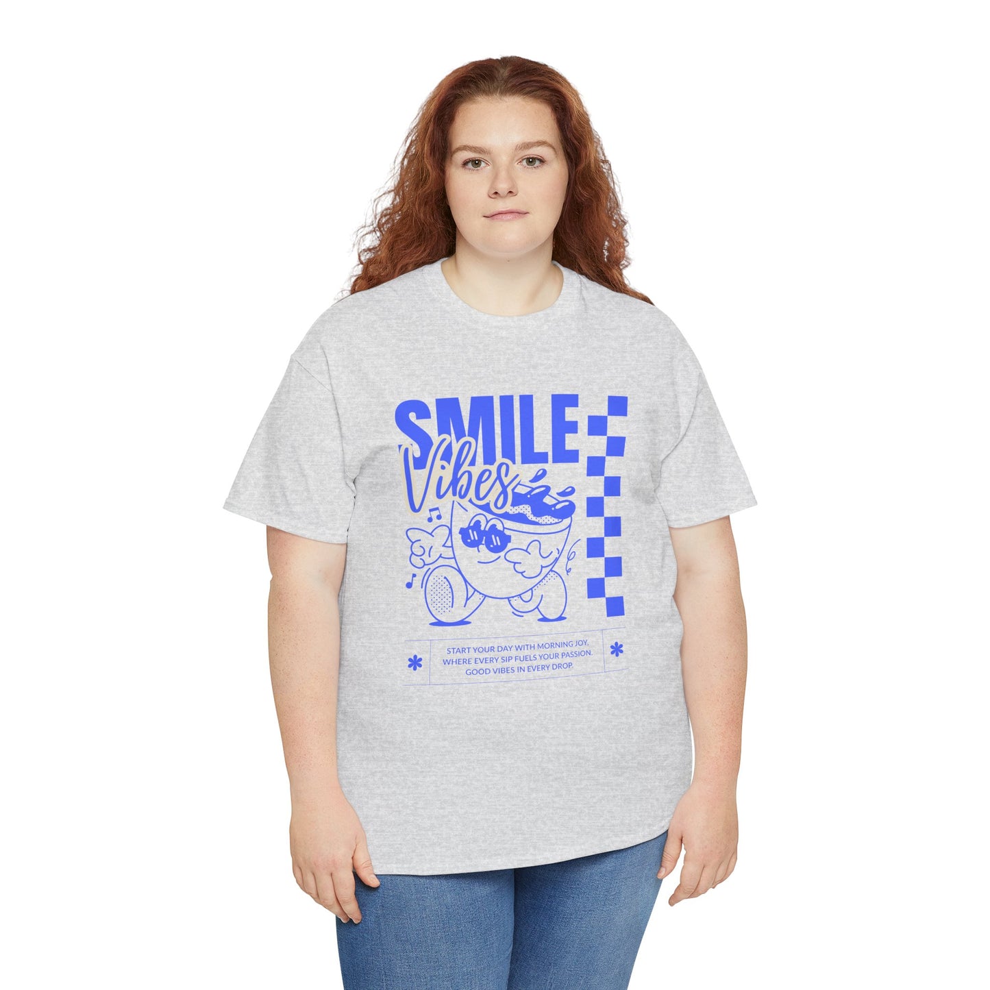 Smile Vibes Unisex Heavy Cotton Tee, Cute Graphic T-Shirt, Casual Wear, Gift for Friends, Summer Vibes, Streetwear Fashion