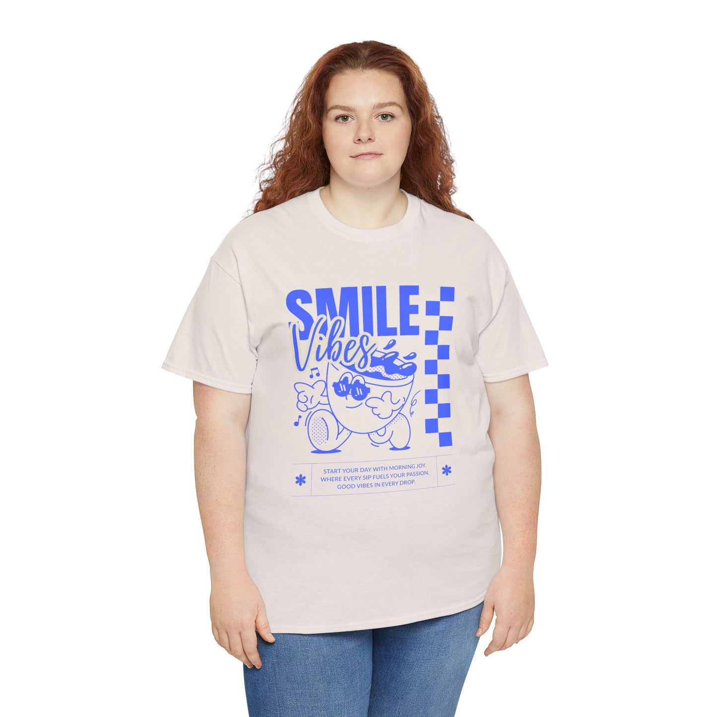 Smile Vibes Unisex Heavy Cotton Tee, Cute Graphic T-Shirt, Casual Wear, Gift for Friends, Summer Vibes, Streetwear Fashion