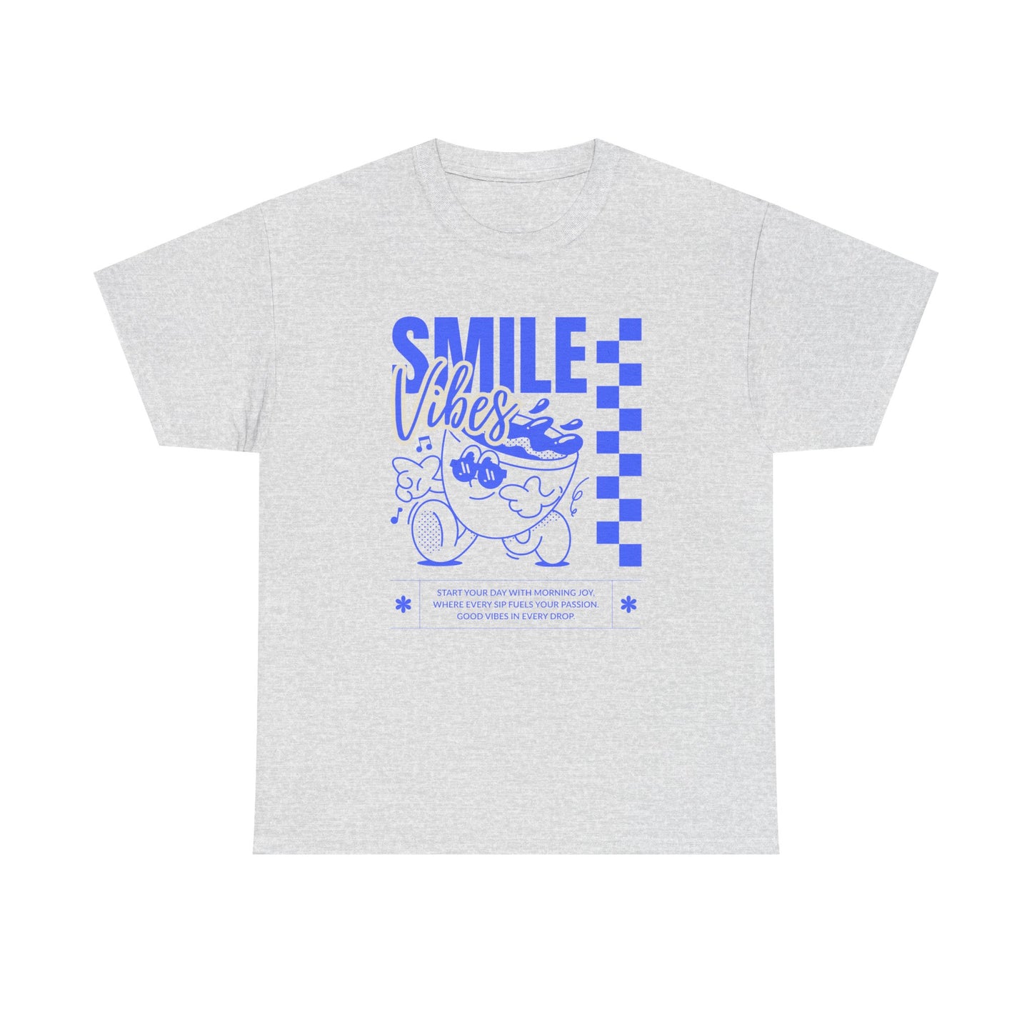 Smile Vibes Unisex Heavy Cotton Tee, Cute Graphic T-Shirt, Casual Wear, Gift for Friends, Summer Vibes, Streetwear Fashion