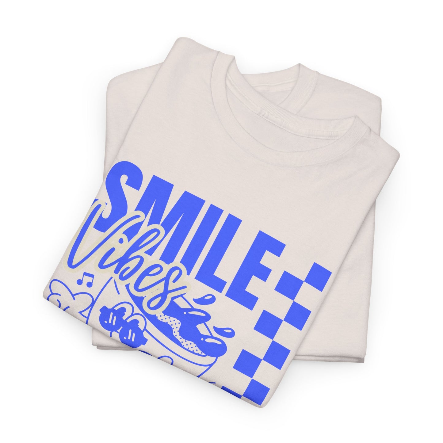 Smile Vibes Unisex Heavy Cotton Tee, Cute Graphic T-Shirt, Casual Wear, Gift for Friends, Summer Vibes, Streetwear Fashion