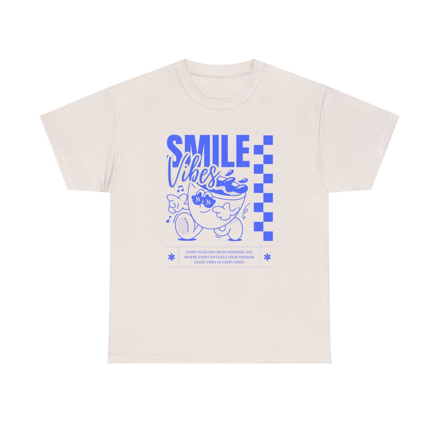 Smile Vibes Unisex Heavy Cotton Tee, Cute Graphic T-Shirt, Casual Wear, Gift for Friends, Summer Vibes, Streetwear Fashion