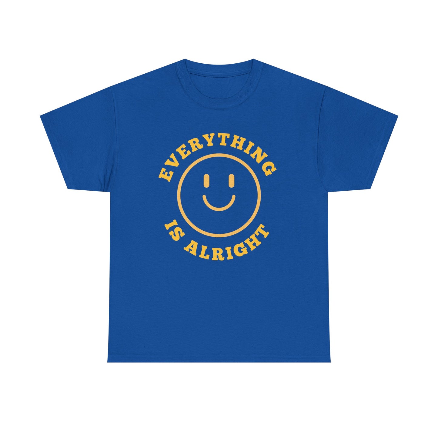 Unisex Heavy Cotton Tee - "Everything is Alright" Smile Graphic, Positive Vibes Shirt, Casual Wear, Gift for Friends, Everyday Essentials