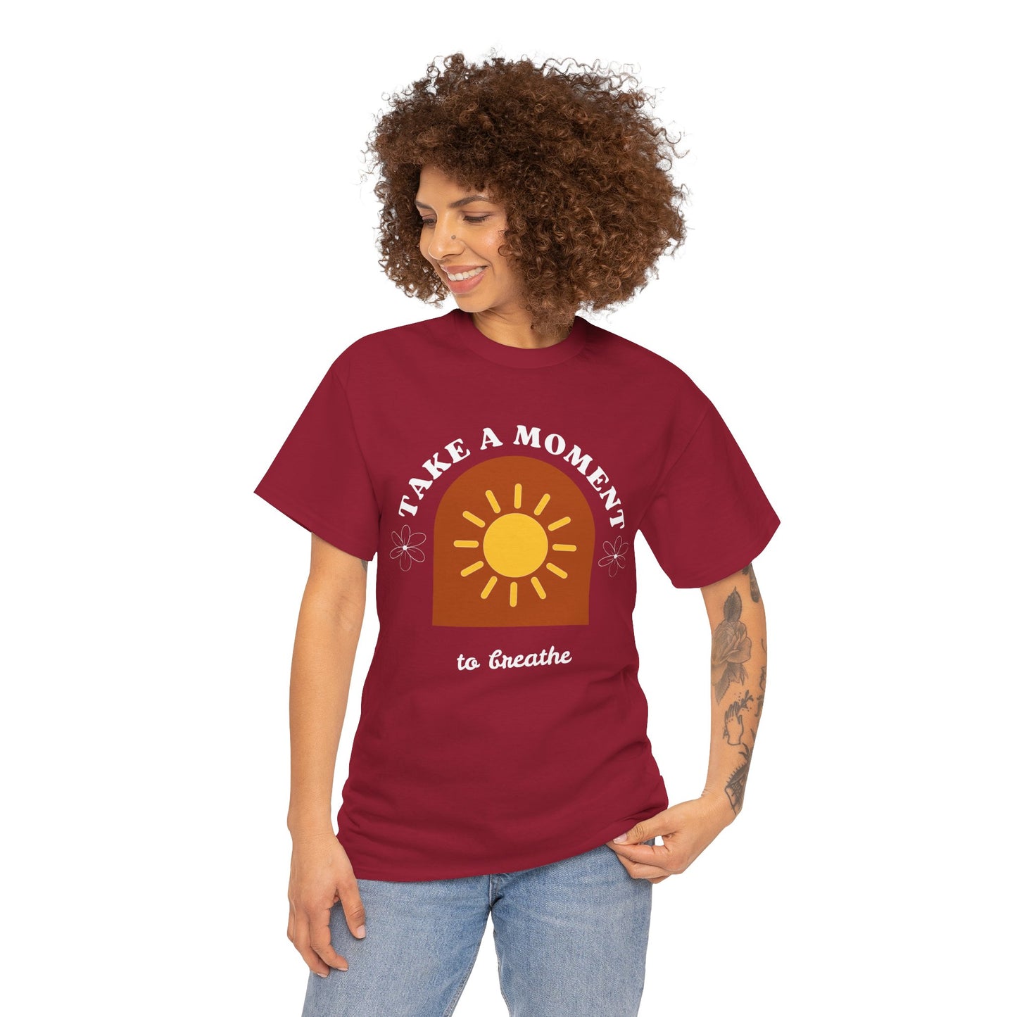Take a Moment to Breathe Tee, Unisex Heavy Cotton Tee, Relaxation Shirt, Mindfulness Apparel, Gift for Zen Lovers, Inspirational Clothing