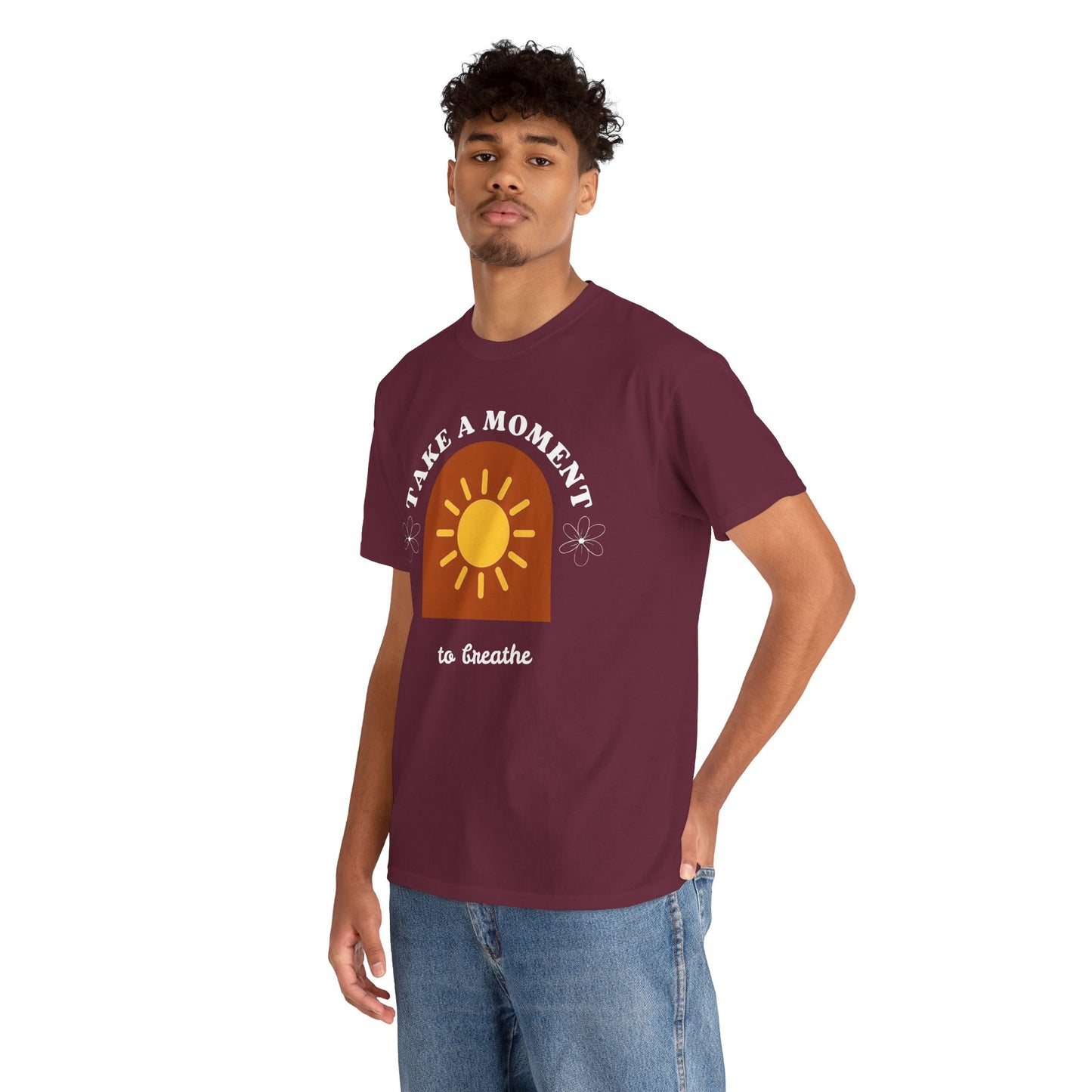 Take a Moment to Breathe Tee, Unisex Heavy Cotton Tee, Relaxation Shirt, Mindfulness Apparel, Gift for Zen Lovers, Inspirational Clothing