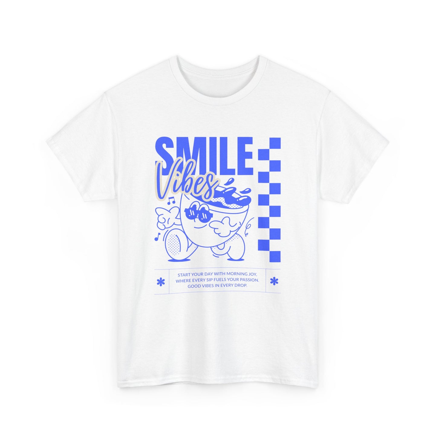 Smile Vibes Unisex Heavy Cotton Tee, Cute Graphic T-Shirt, Casual Wear, Gift for Friends, Summer Vibes, Streetwear Fashion