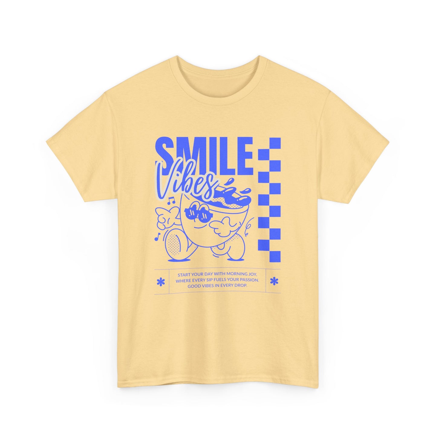 Smile Vibes Unisex Heavy Cotton Tee, Cute Graphic T-Shirt, Casual Wear, Gift for Friends, Summer Vibes, Streetwear Fashion
