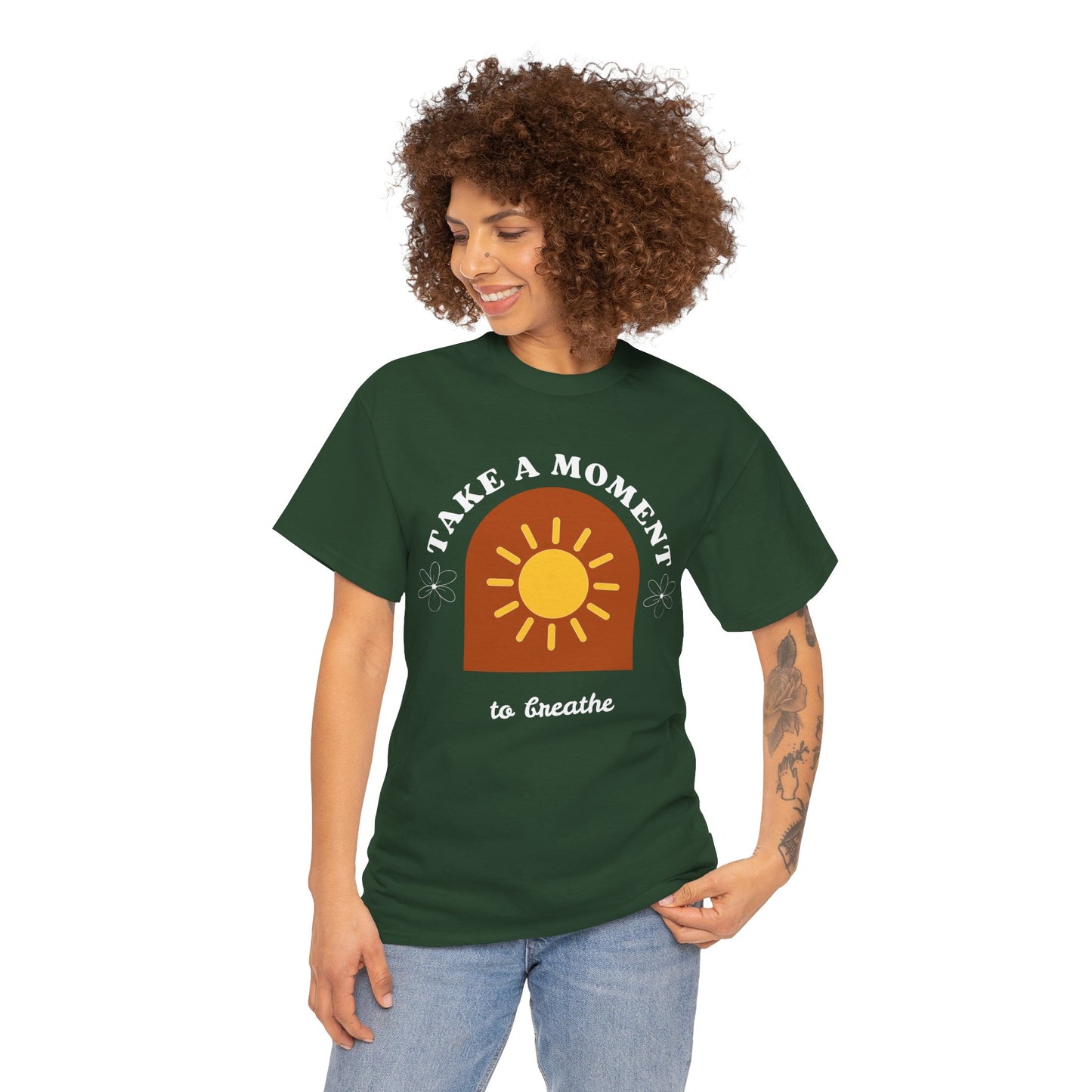 Take a Moment to Breathe Tee, Unisex Heavy Cotton Tee, Relaxation Shirt, Mindfulness Apparel, Gift for Zen Lovers, Inspirational Clothing