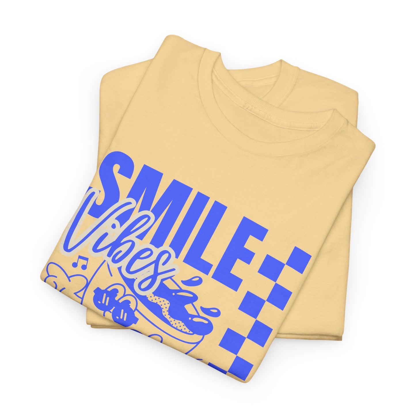 Smile Vibes Unisex Heavy Cotton Tee, Cute Graphic T-Shirt, Casual Wear, Gift for Friends, Summer Vibes, Streetwear Fashion