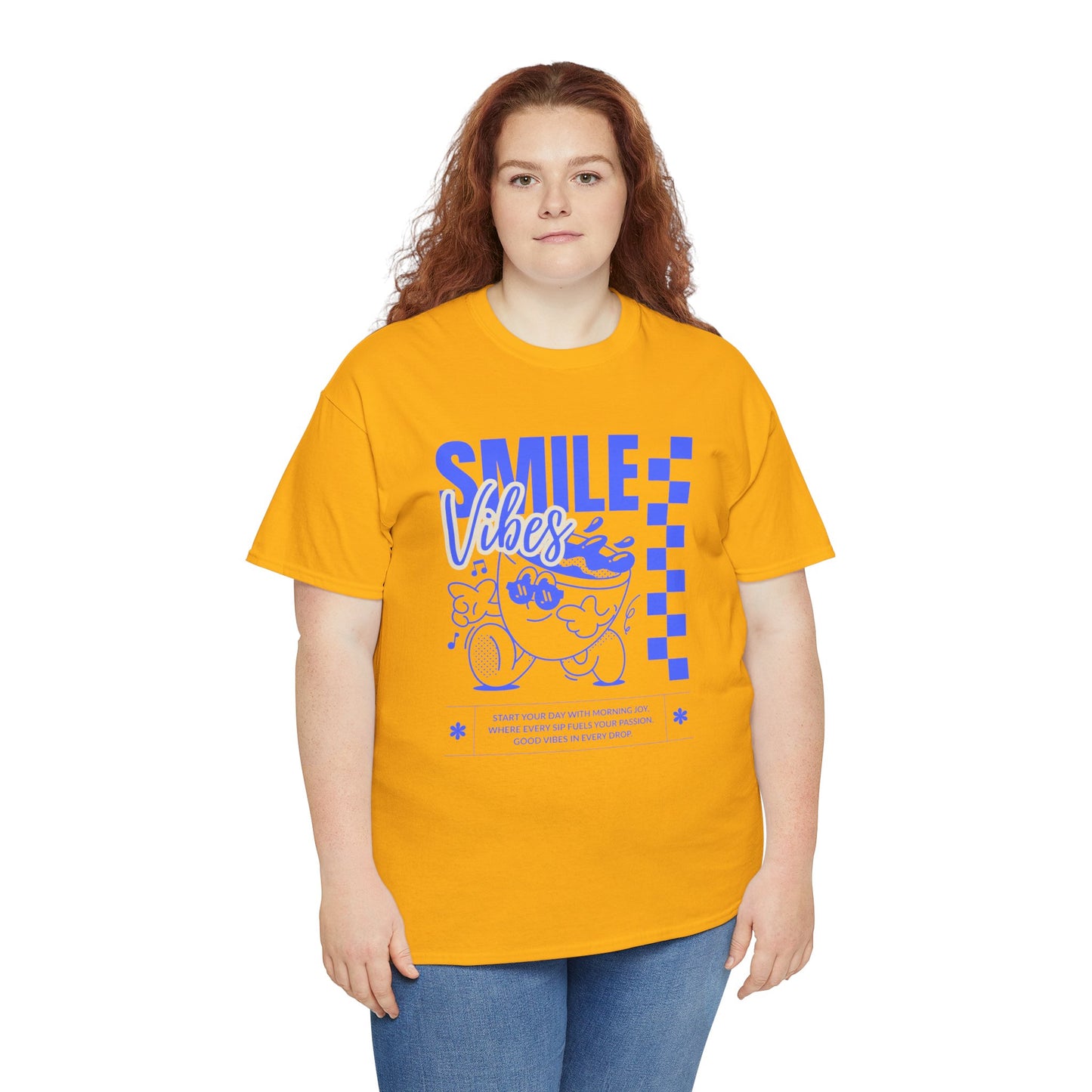 Smile Vibes Unisex Heavy Cotton Tee, Cute Graphic T-Shirt, Casual Wear, Gift for Friends, Summer Vibes, Streetwear Fashion