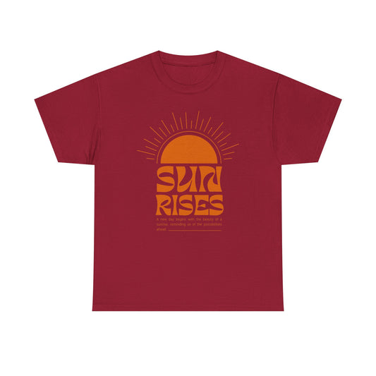 Sun Rises Unisex Heavy Cotton Tee - Motivational Apparel for Nature Lovers, Perfect for Gifts, Summer Wear, Casual Outfits, and Festivals