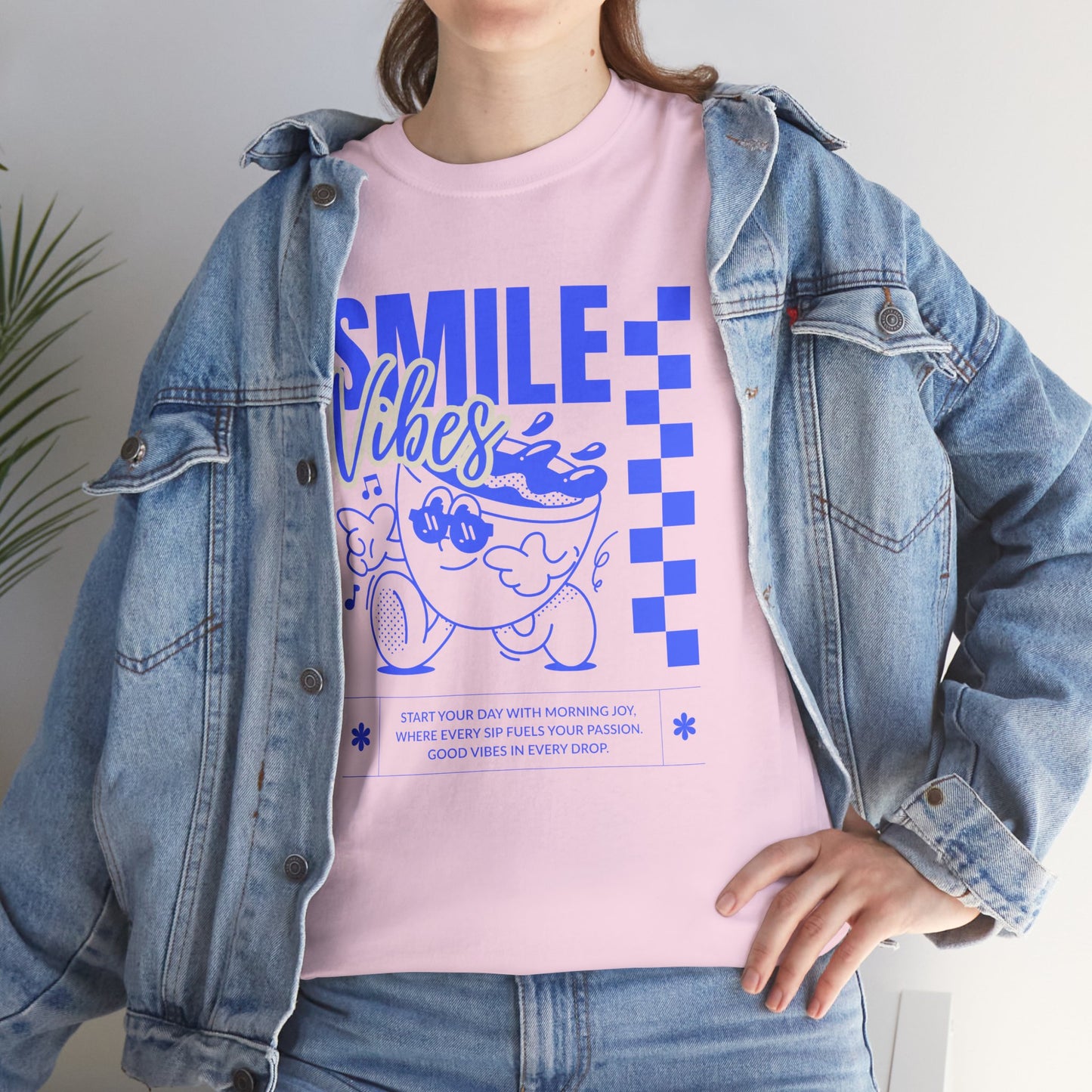 Smile Vibes Unisex Heavy Cotton Tee, Cute Graphic T-Shirt, Casual Wear, Gift for Friends, Summer Vibes, Streetwear Fashion