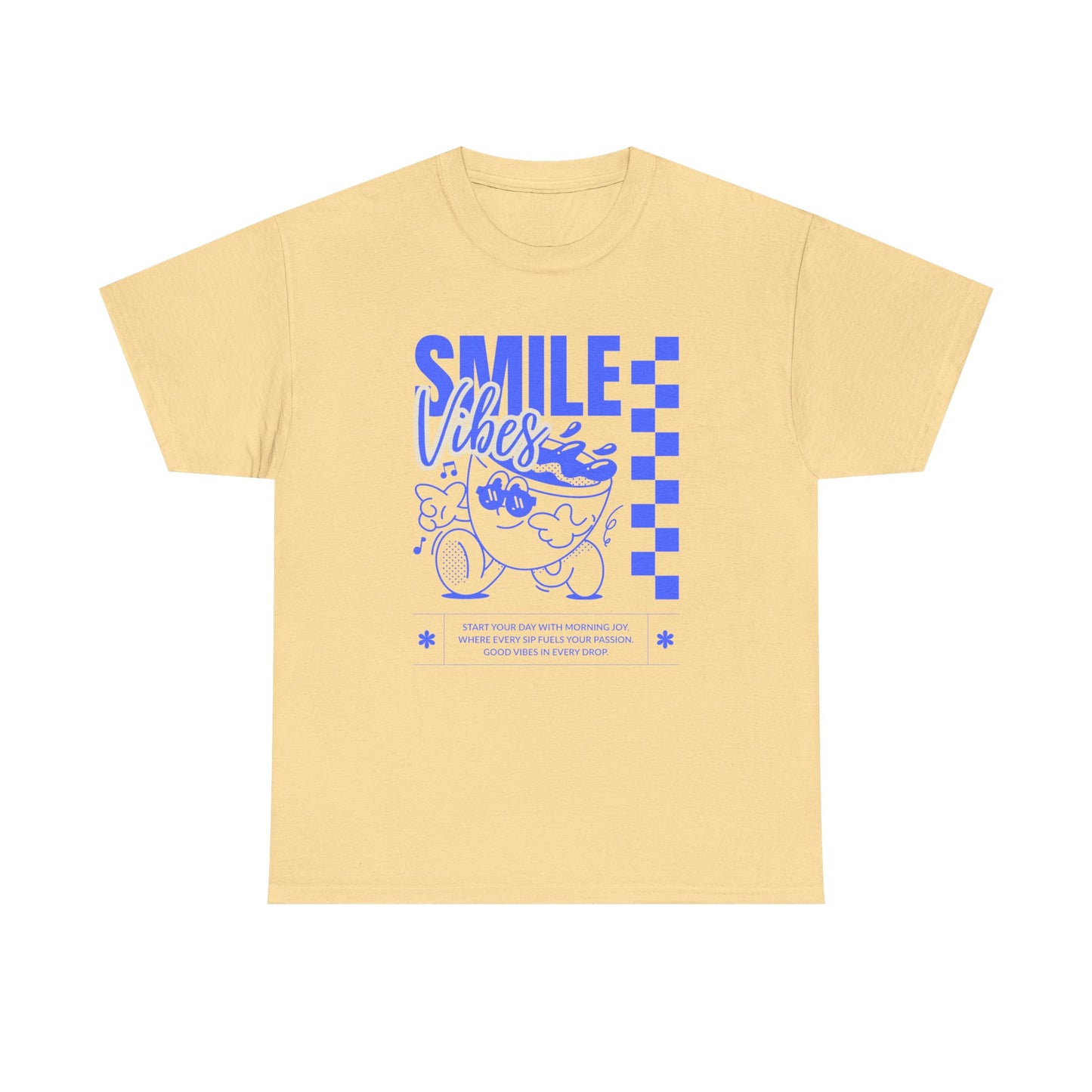 Smile Vibes Unisex Heavy Cotton Tee, Cute Graphic T-Shirt, Casual Wear, Gift for Friends, Summer Vibes, Streetwear Fashion