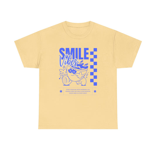 Smile Vibes Unisex Heavy Cotton Tee, Cute Graphic T-Shirt, Casual Wear, Gift for Friends, Summer Vibes, Streetwear Fashion