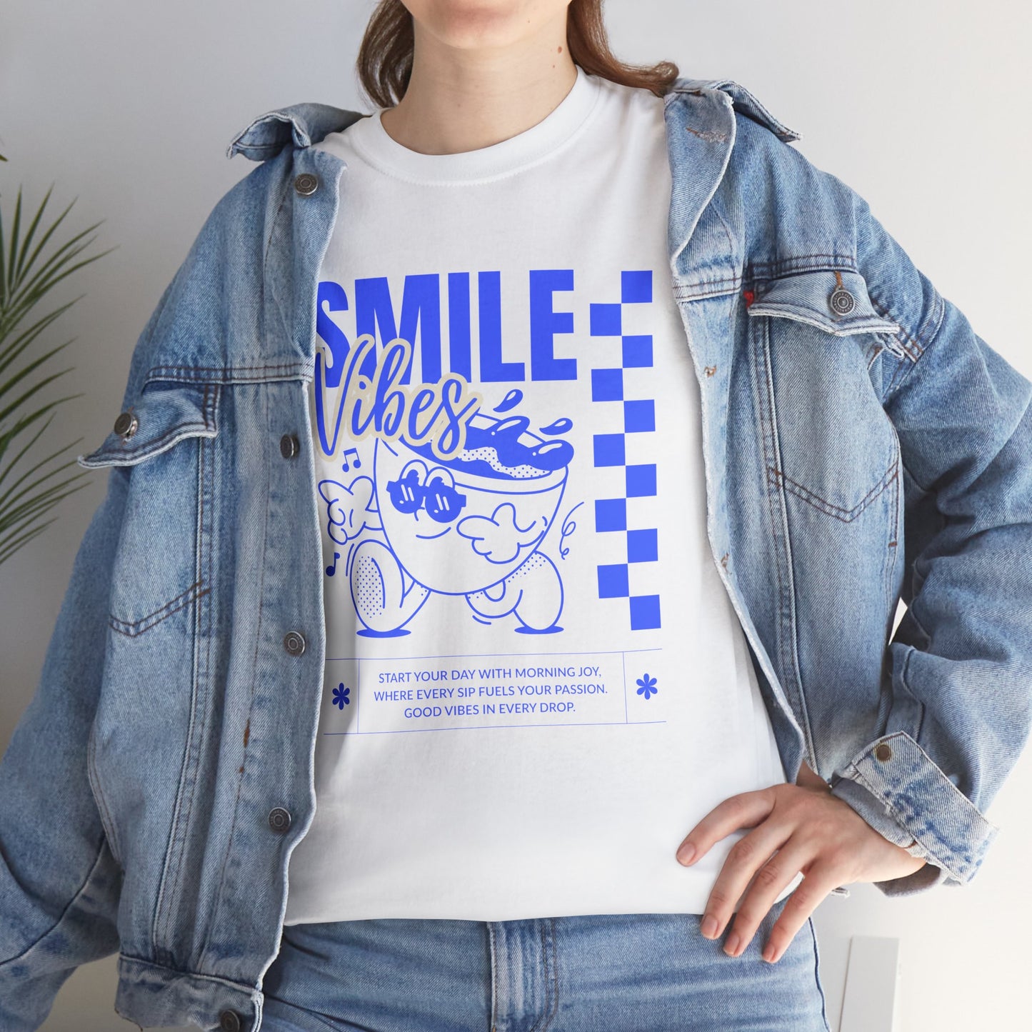 Smile Vibes Unisex Heavy Cotton Tee, Cute Graphic T-Shirt, Casual Wear, Gift for Friends, Summer Vibes, Streetwear Fashion