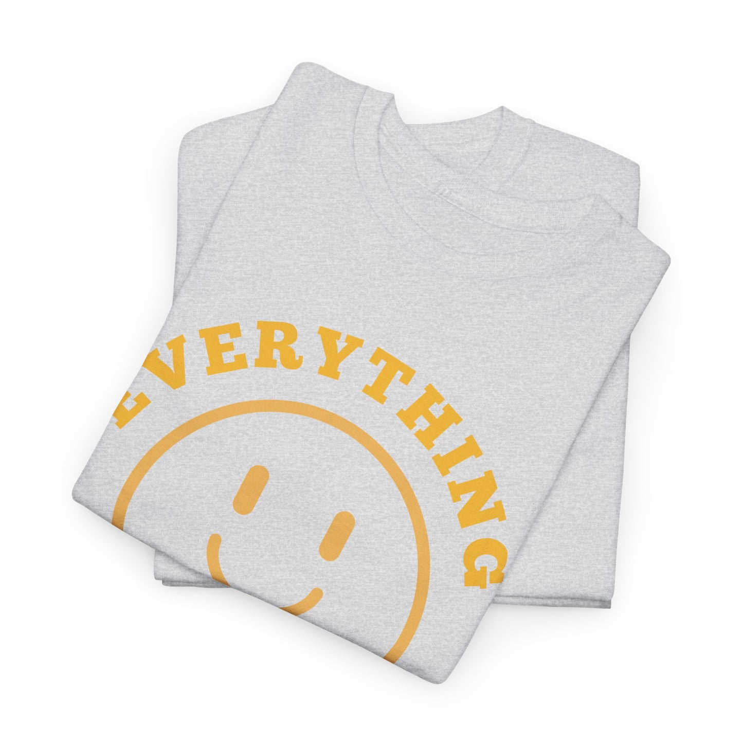 Unisex Heavy Cotton Tee - "Everything is Alright" Smile Graphic, Positive Vibes Shirt, Casual Wear, Gift for Friends, Everyday Essentials