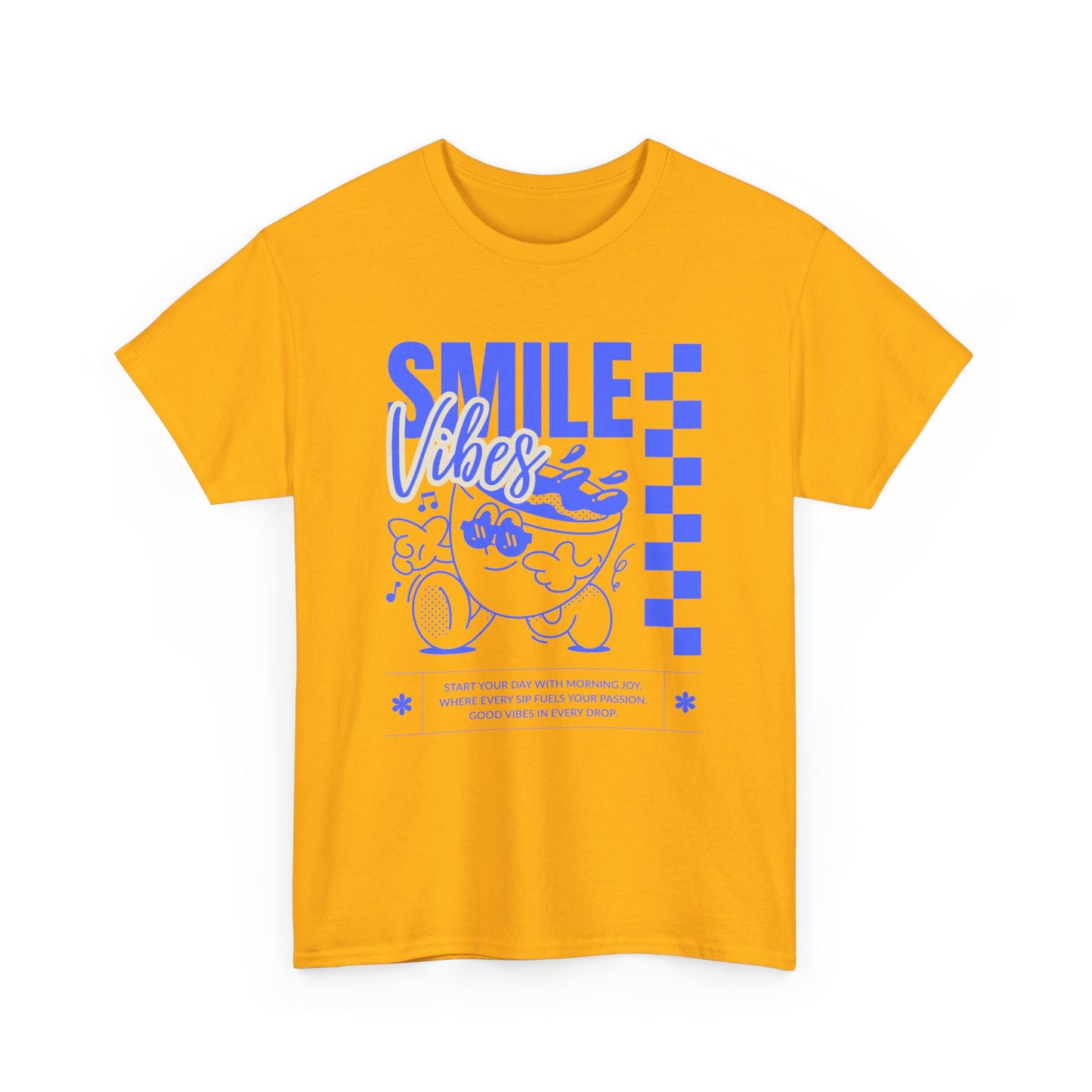 Smile Vibes Unisex Heavy Cotton Tee, Cute Graphic T-Shirt, Casual Wear, Gift for Friends, Summer Vibes, Streetwear Fashion