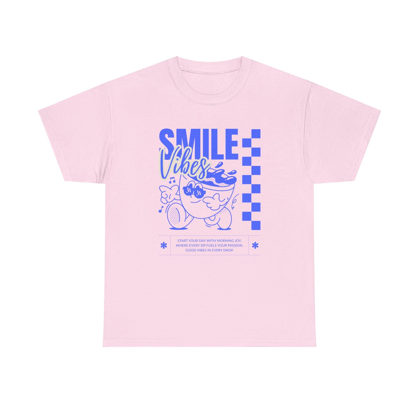 Smile Vibes Unisex Heavy Cotton Tee, Cute Graphic T-Shirt, Casual Wear, Gift for Friends, Summer Vibes, Streetwear Fashion