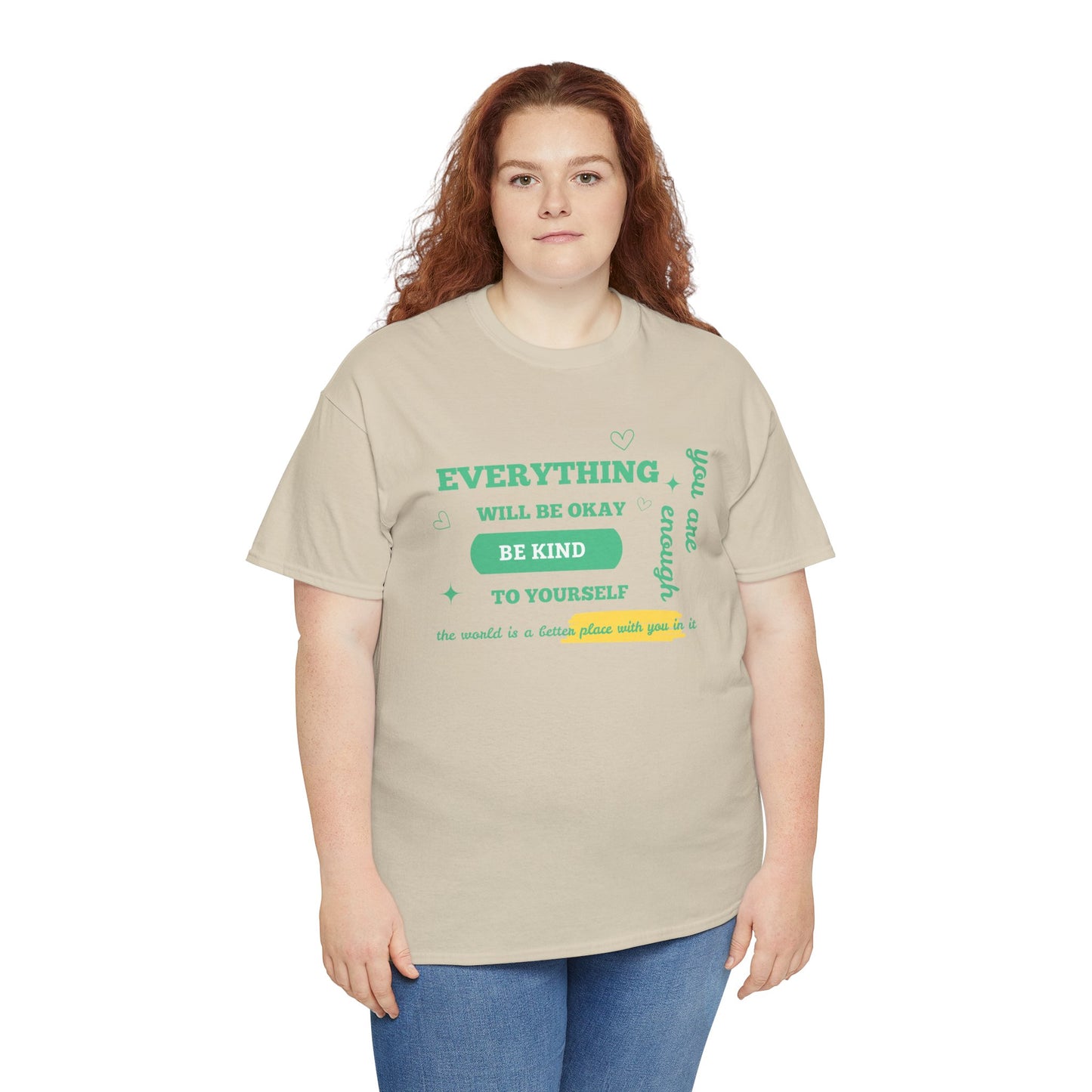 Inspiring Unisex Heavy Cotton Tee - "Everything Will Be Okay, Be Kind to Yourself" - Motivational Shirt for Self-Care, Gifts, Everyday [...]
