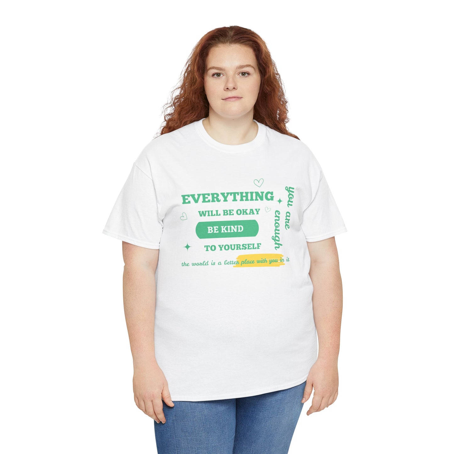 Inspiring Unisex Heavy Cotton Tee - "Everything Will Be Okay, Be Kind to Yourself" - Motivational Shirt for Self-Care, Gifts, Everyday [...]