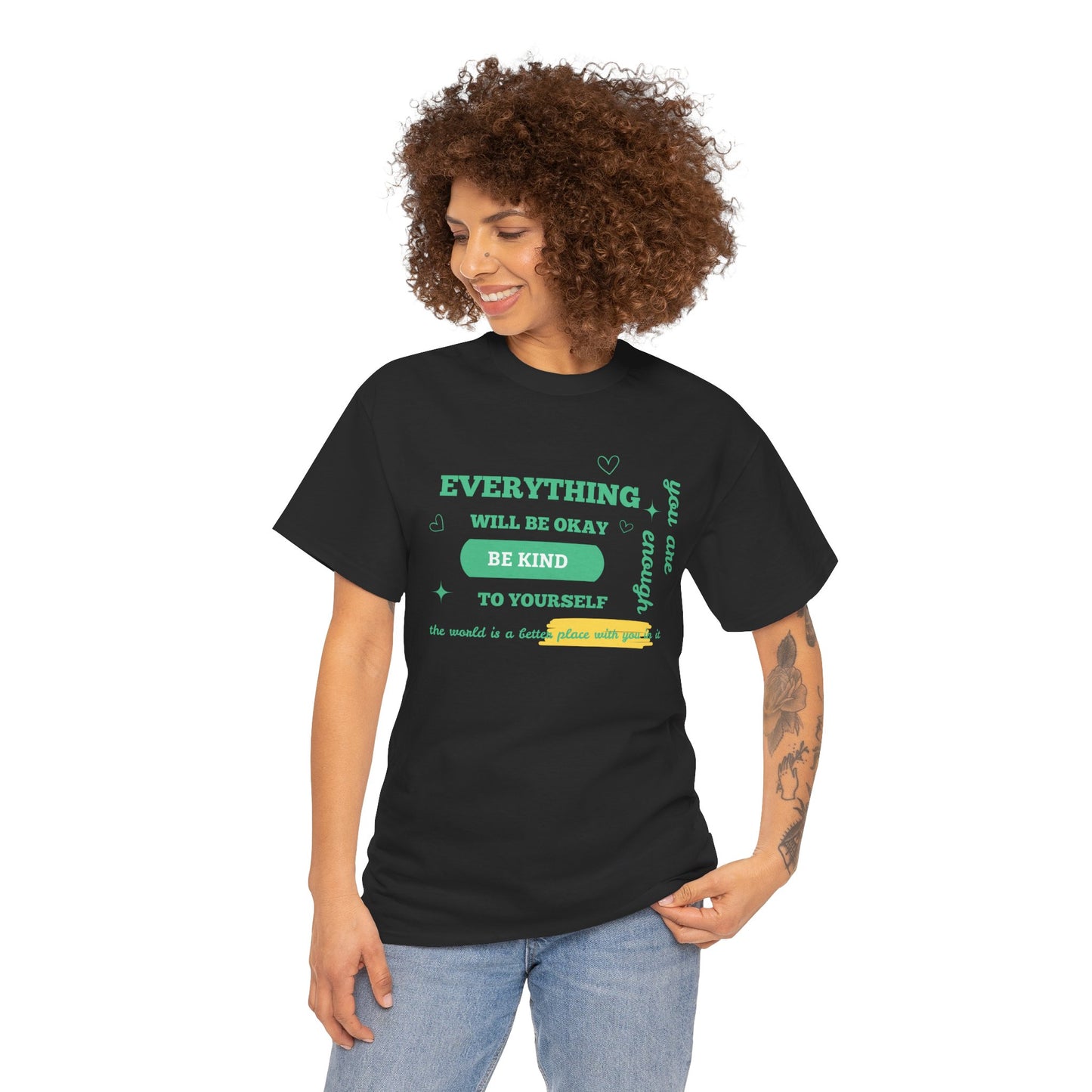 Inspiring Unisex Heavy Cotton Tee - "Everything Will Be Okay, Be Kind to Yourself" - Motivational Shirt for Self-Care, Gifts, Everyday [...]