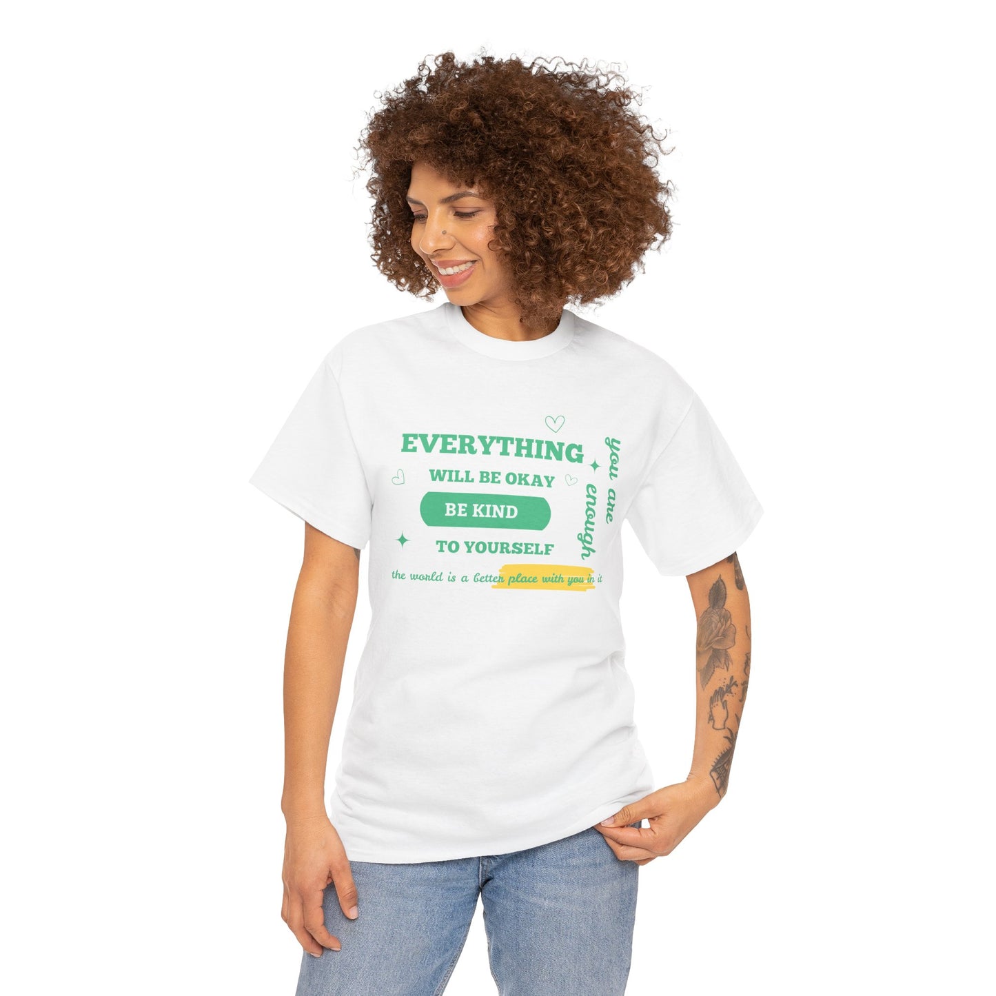 Inspiring Unisex Heavy Cotton Tee - "Everything Will Be Okay, Be Kind to Yourself" - Motivational Shirt for Self-Care, Gifts, Everyday [...]